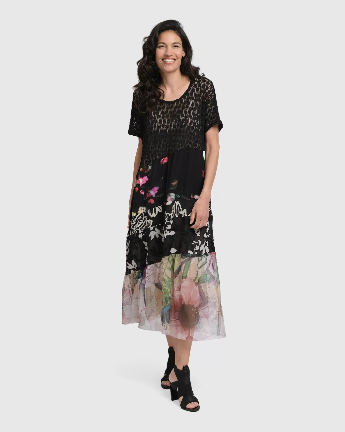 Adaline Tiered Maxi Dress, Floral-ALEMBIKA Shop