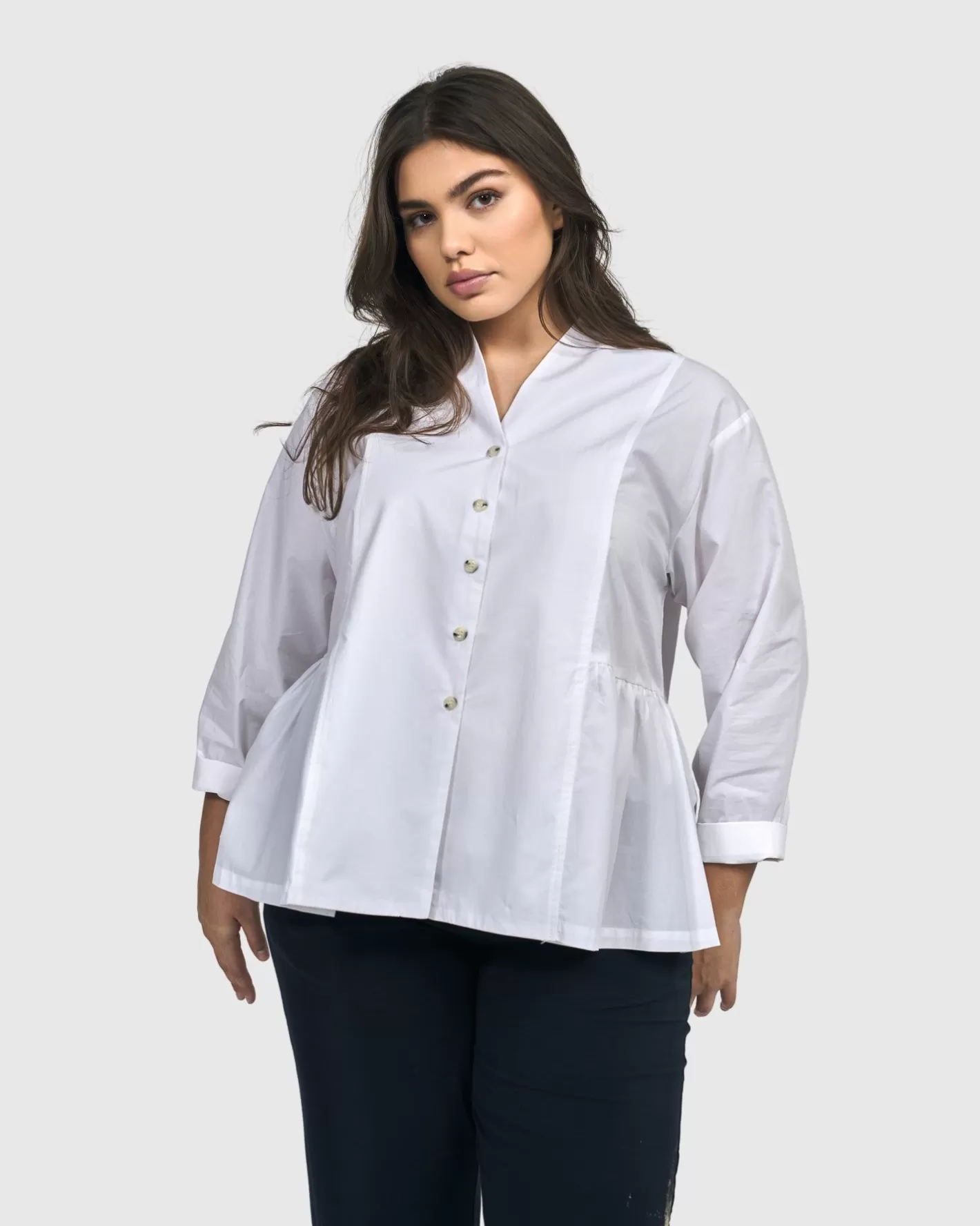 Addison Peplum Blouse, White-ALEMBIKA Best