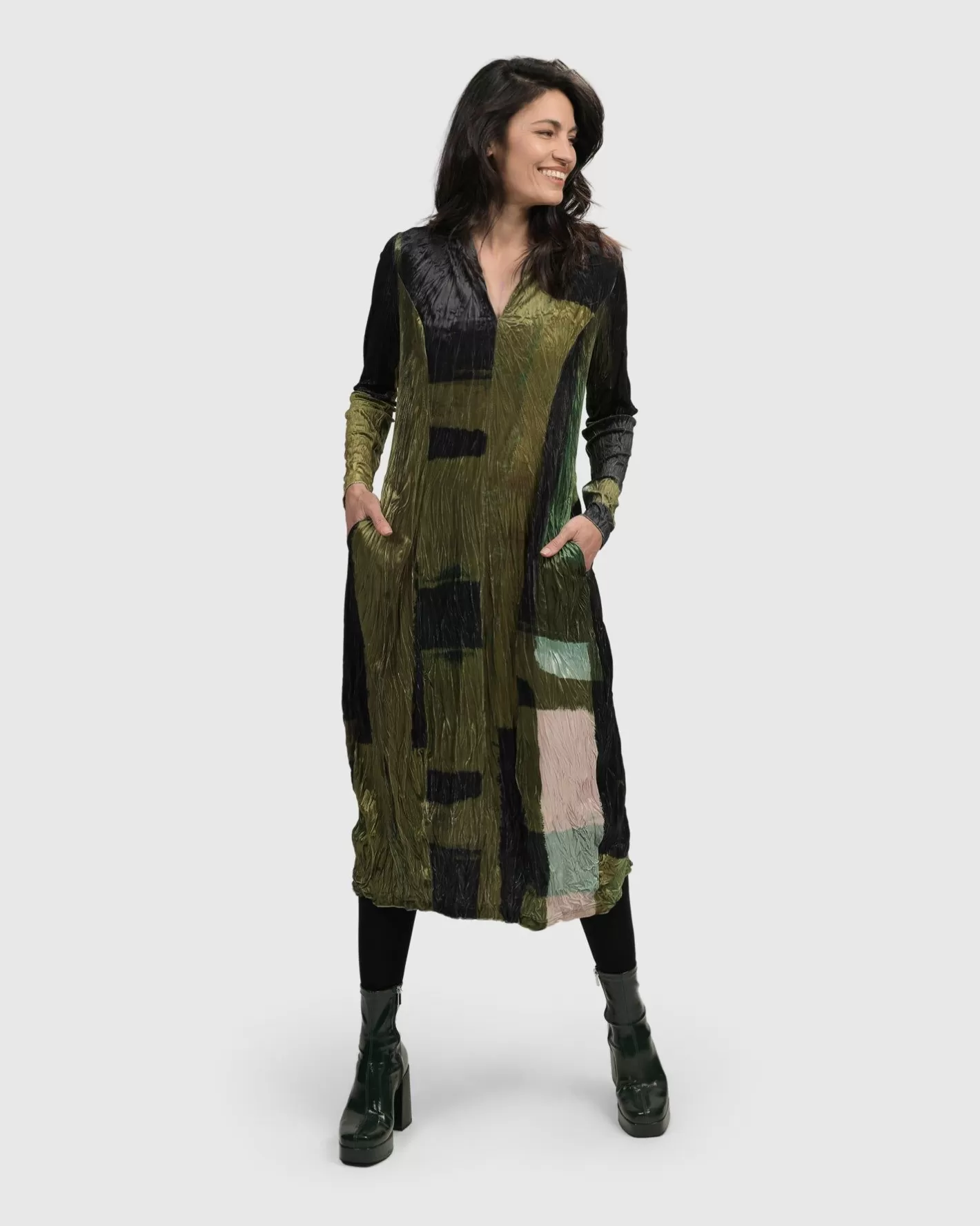 Al Fresco Cocoon Dress, Olive-ALEMBIKA Hot