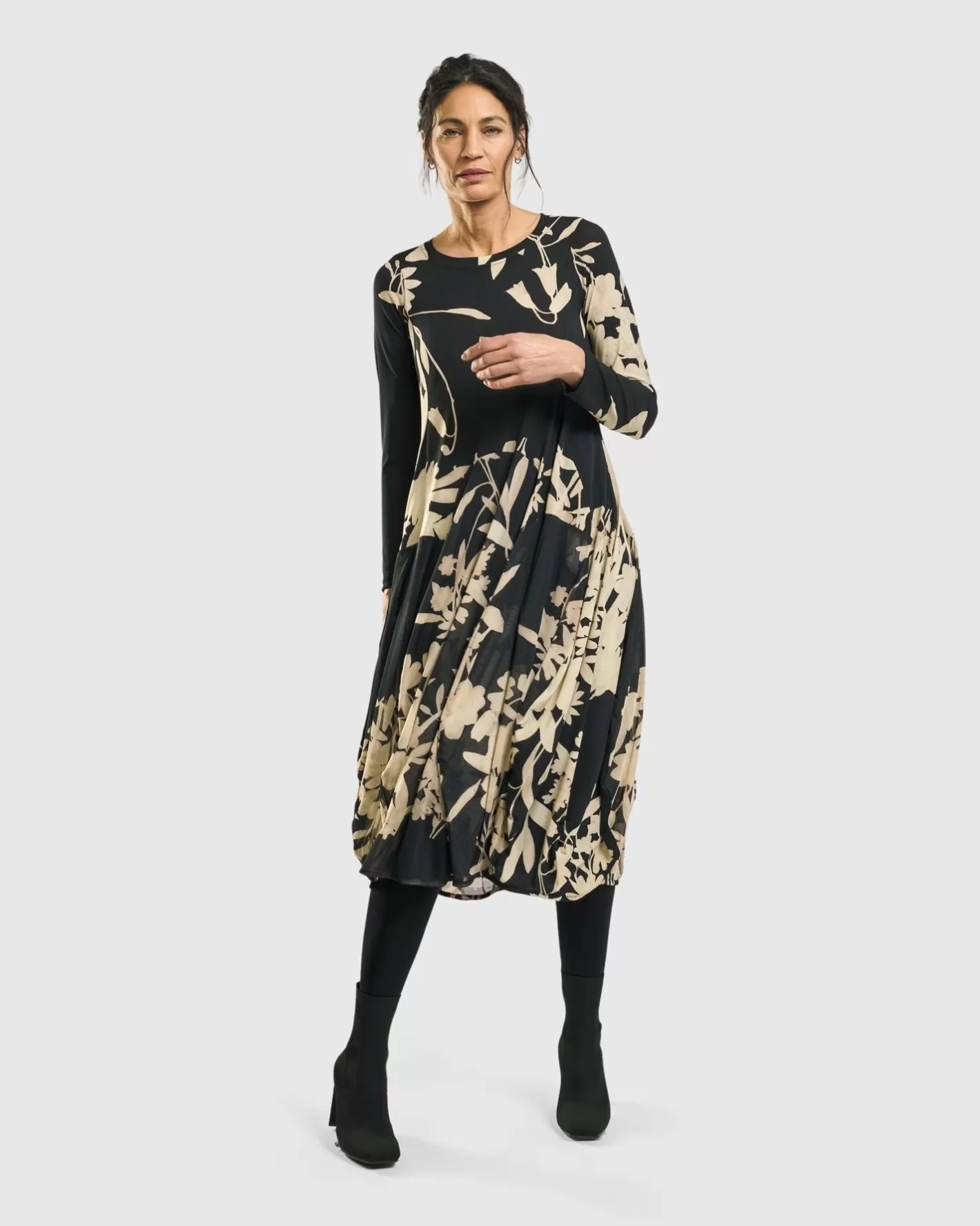 Amber Cocoon Dress, Floral-ALEMBIKA Online