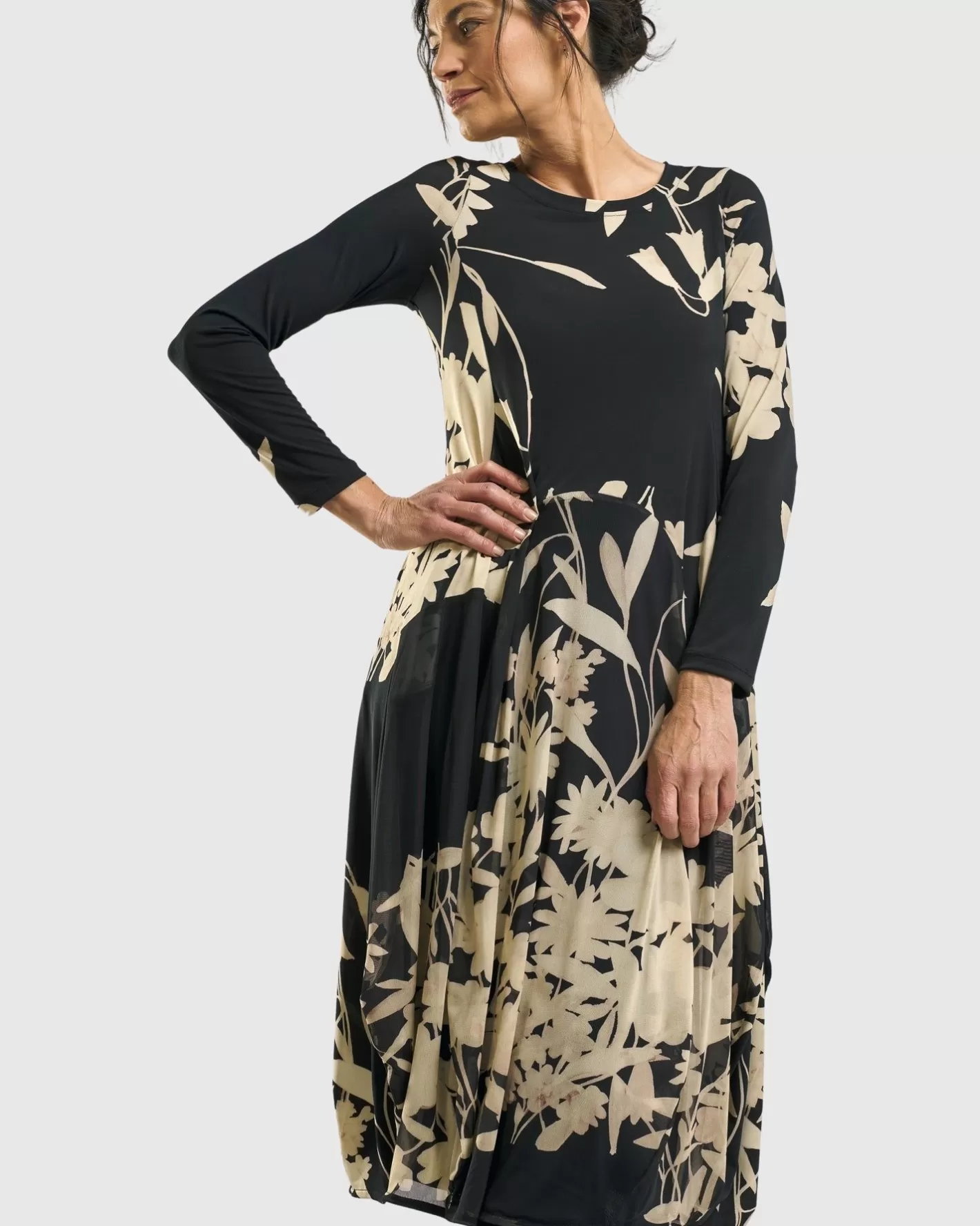 Amber Cocoon Dress, Floral-ALEMBIKA Online