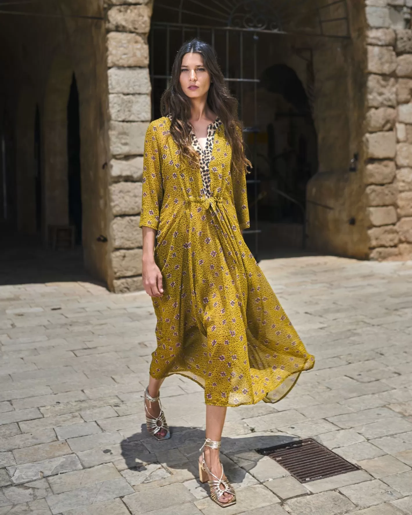 Amelie V-Neck Caftan, Meadow-ALEMBIKA New