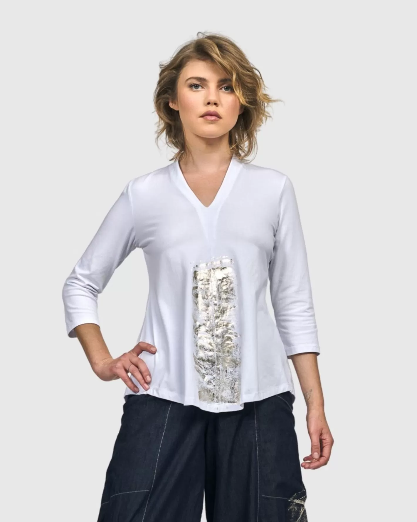 Anchorage V-Neck Top, White-ALEMBIKA Sale