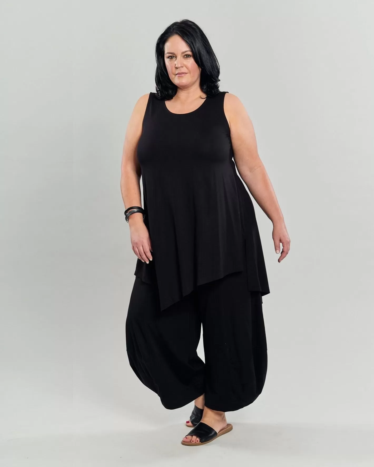 Ani Sleeveless Tunic Top, Black-ALEMBIKA Fashion