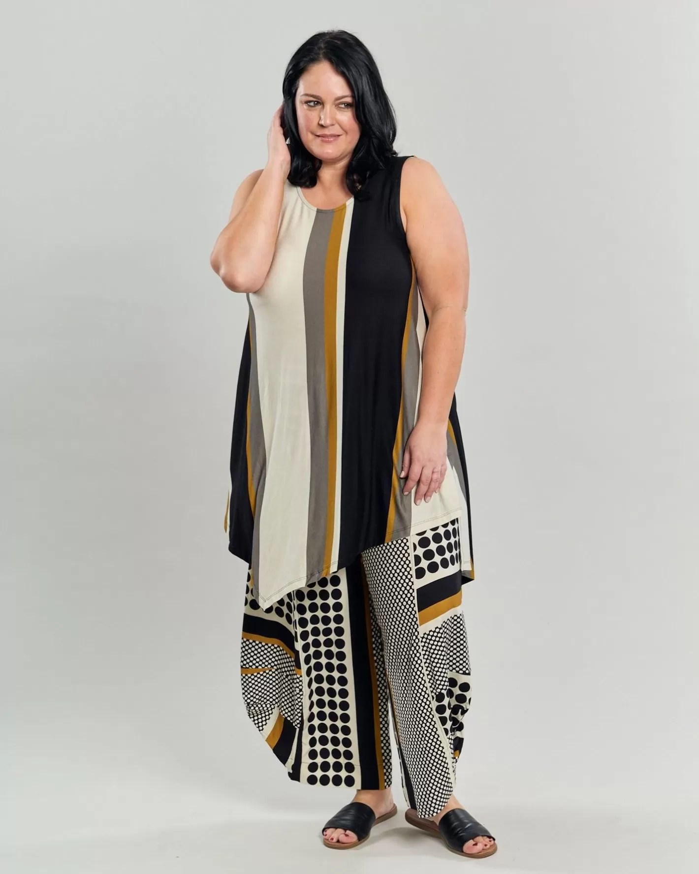 Ani Sleeveless Tunic Top, Stripes-ALEMBIKA Clearance