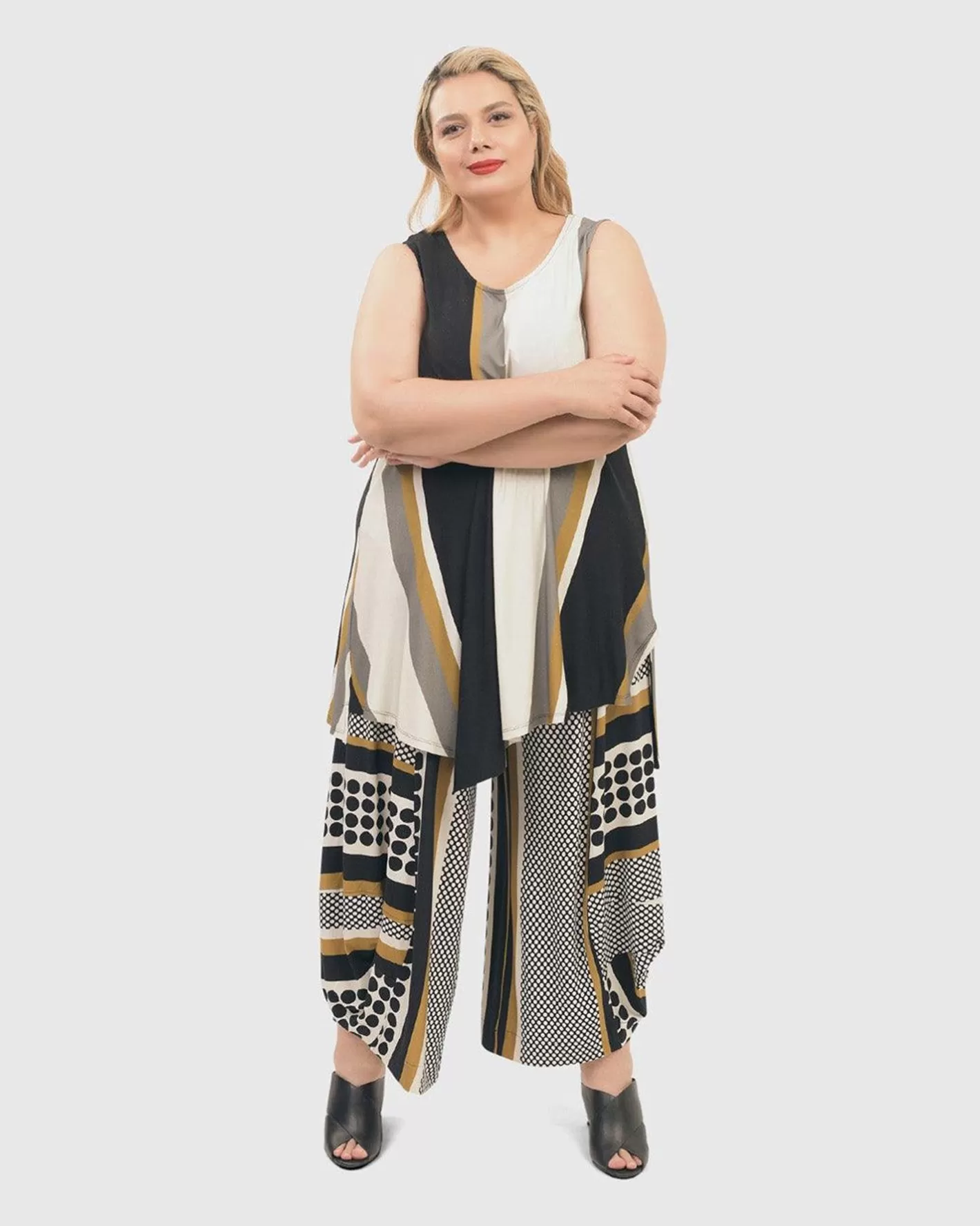 Ani Sleeveless Tunic Top, Stripes-ALEMBIKA Clearance