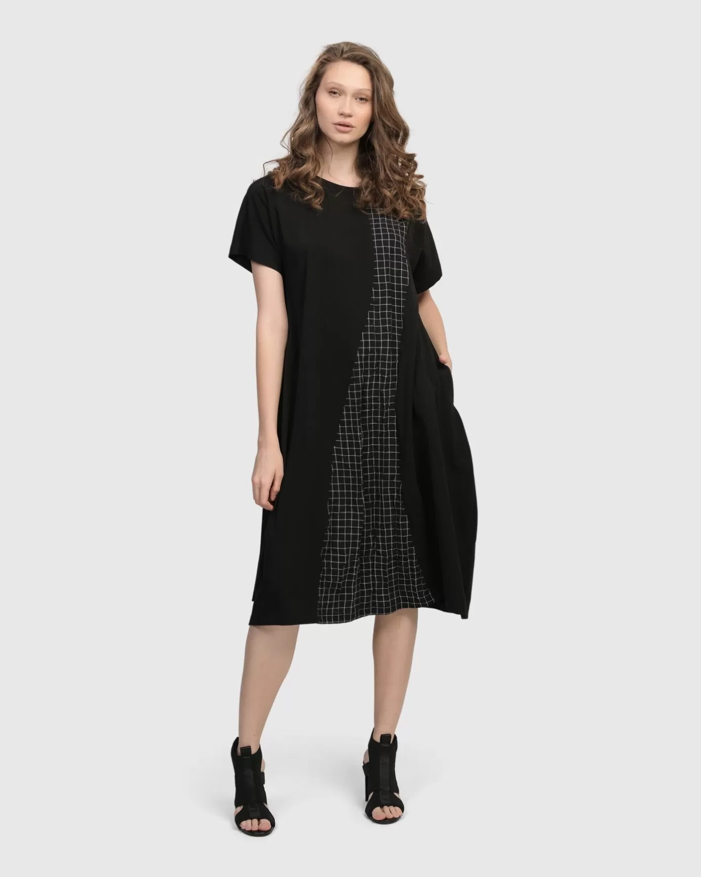 Athena Relaxed Cocoon Dress, Net-ALEMBIKA Outlet