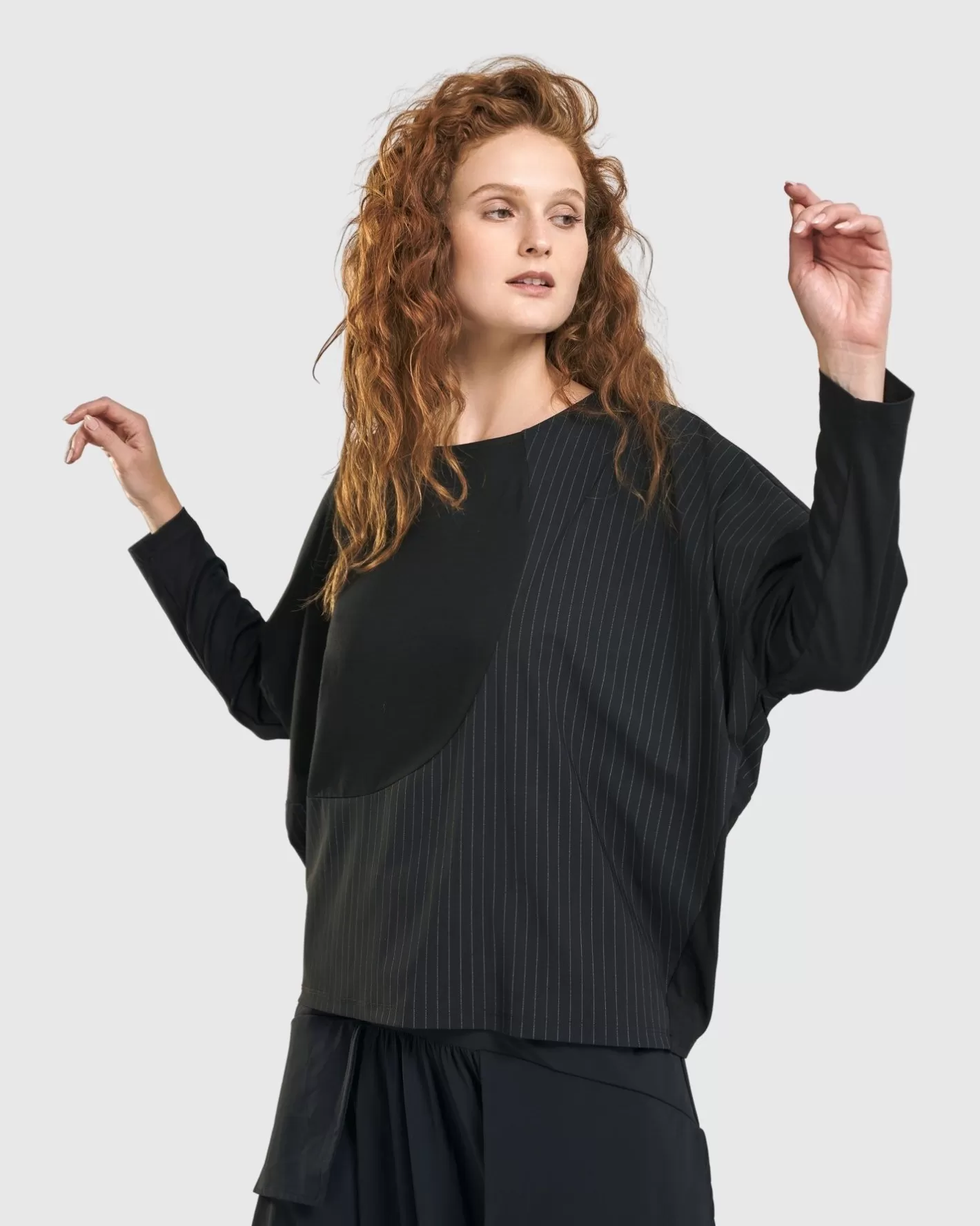 Audrey Relaxed Top, Pinstripes-ALEMBIKA Cheap