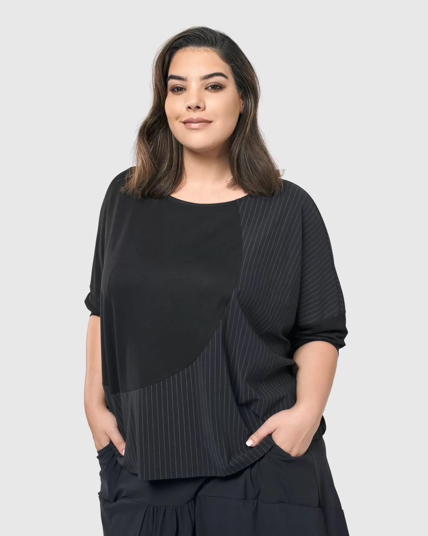 Audrey Relaxed Top, Pinstripes-ALEMBIKA Cheap