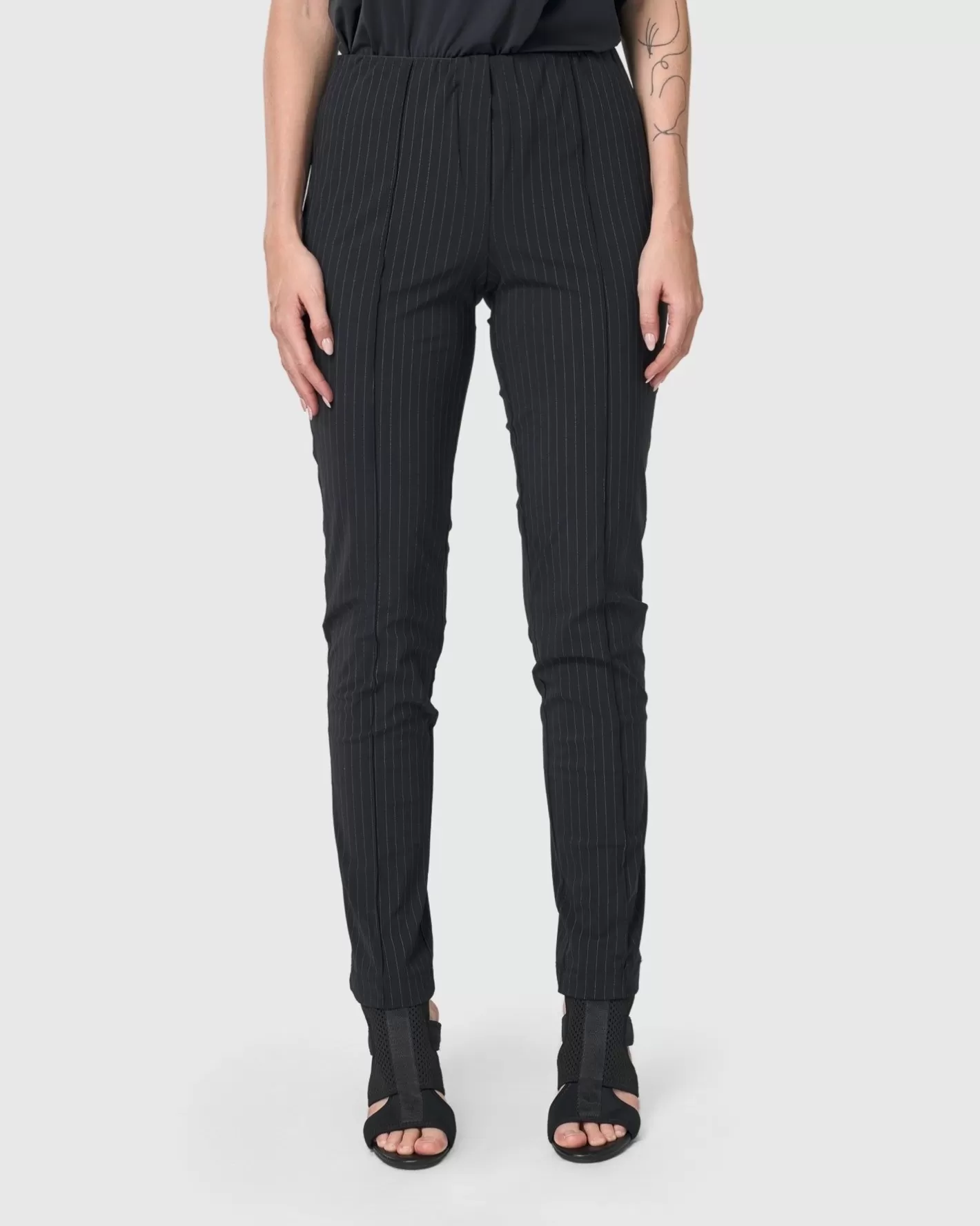 Audrey Slim Pants, Pinstripes-ALEMBIKA Online