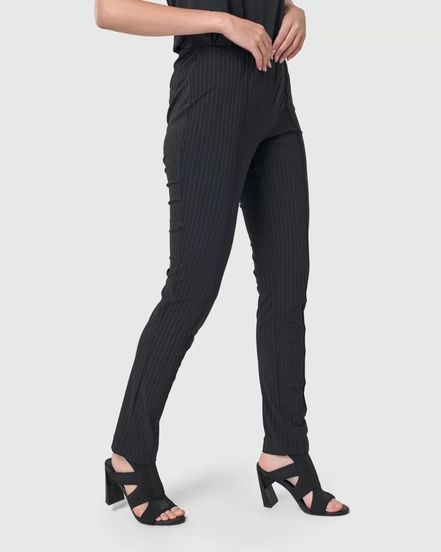 Audrey Slim Pants, Pinstripes-ALEMBIKA Online