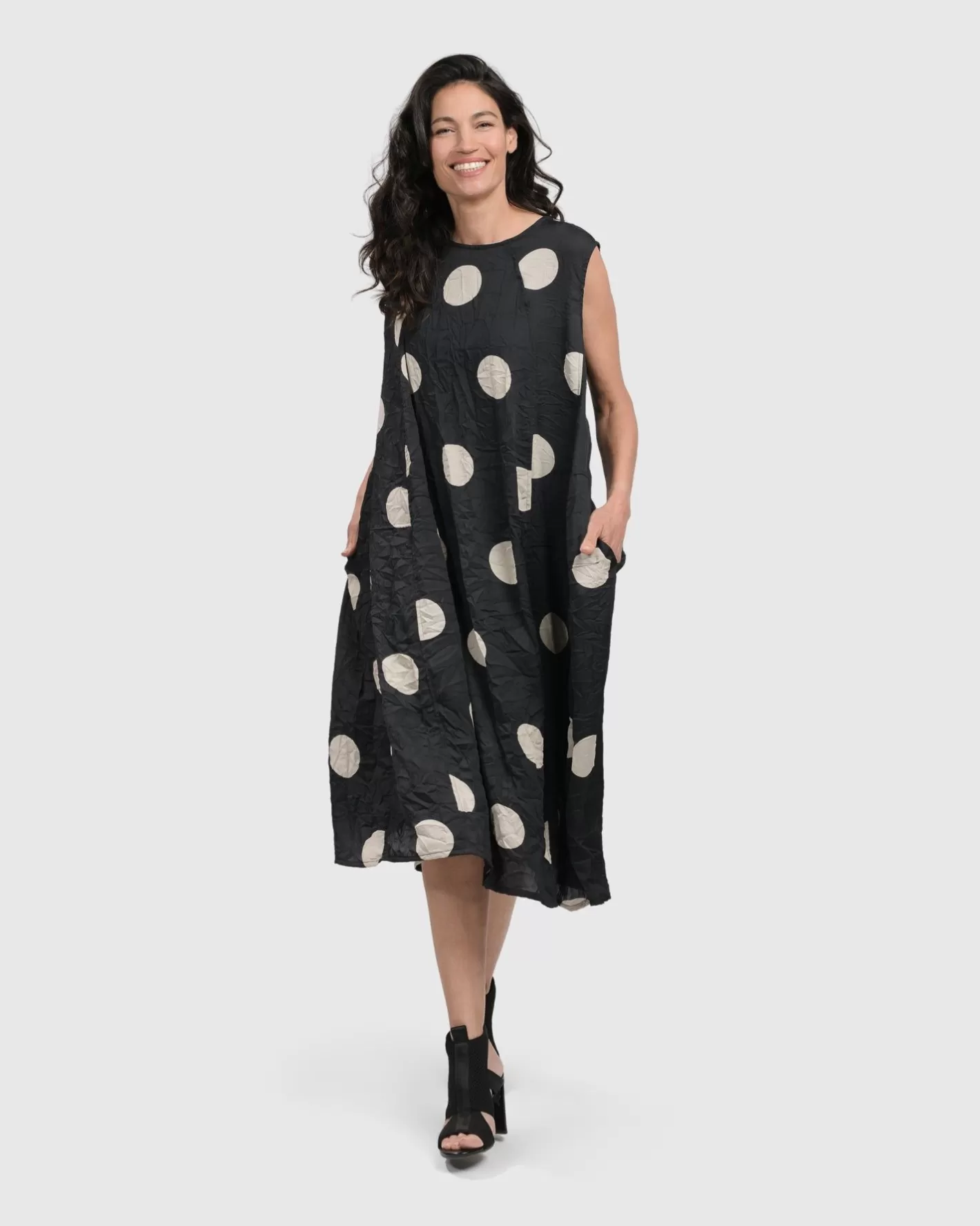 Bold Dot, Sleeveless Maxi Dress, Lace-ALEMBIKA Flash Sale