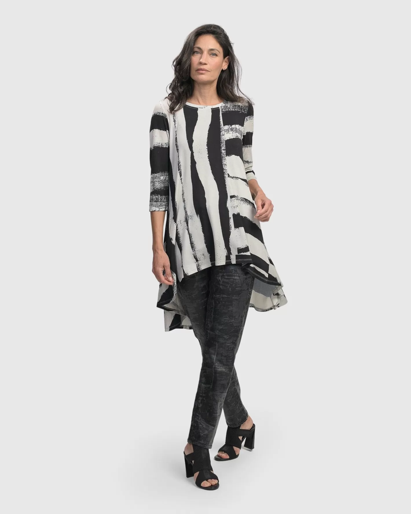 Charisma Swing Hi-Lo Tunic Top, Grunge-ALEMBIKA Flash Sale