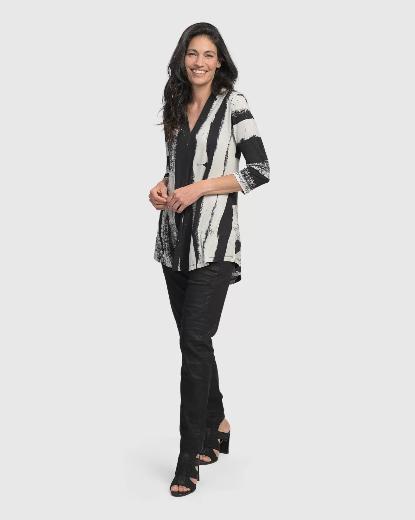 Charisma V Neck Tunic Top, Grunge-ALEMBIKA Cheap