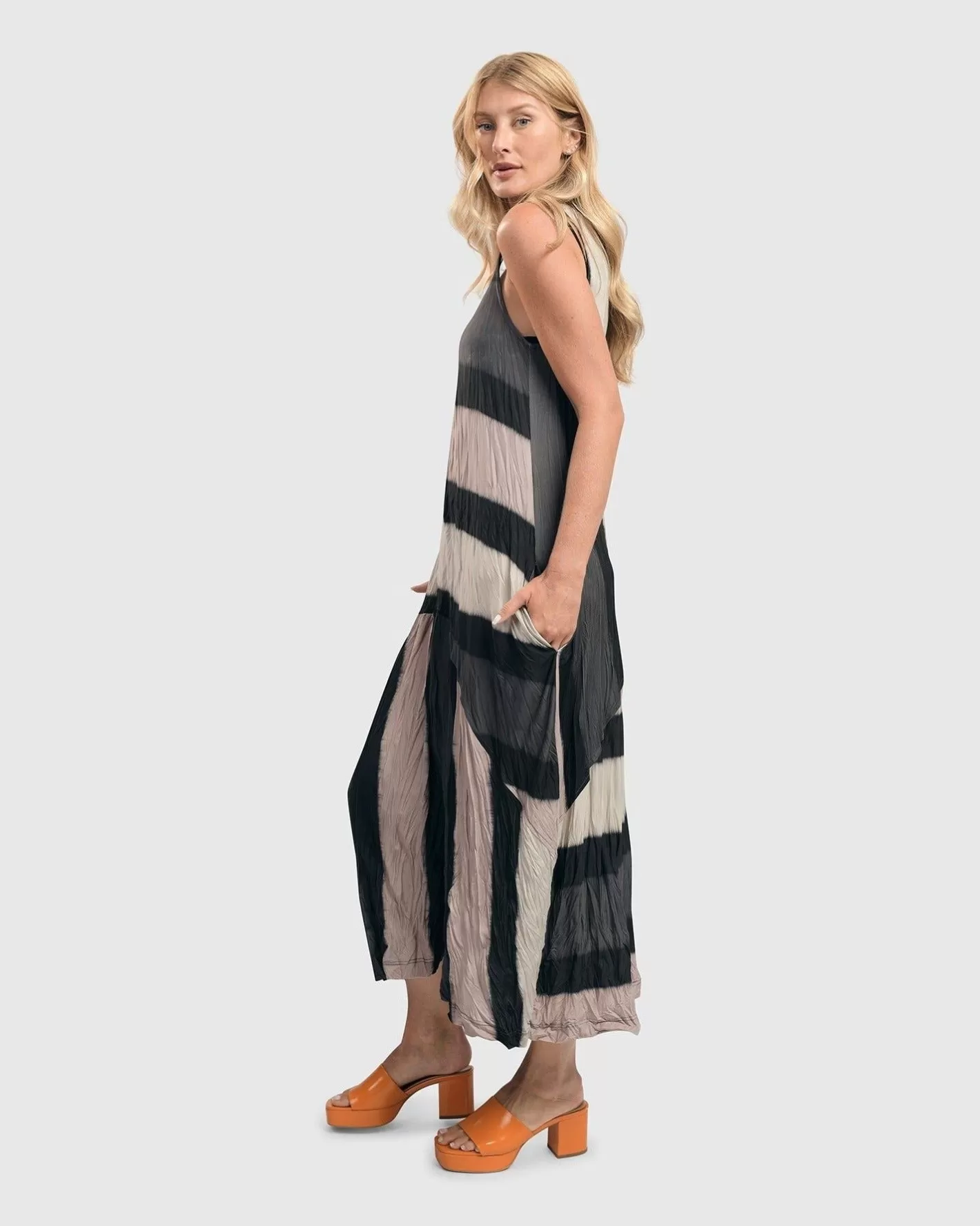 Charlie Crinkle Tank Dress, Stripe-ALEMBIKA Flash Sale