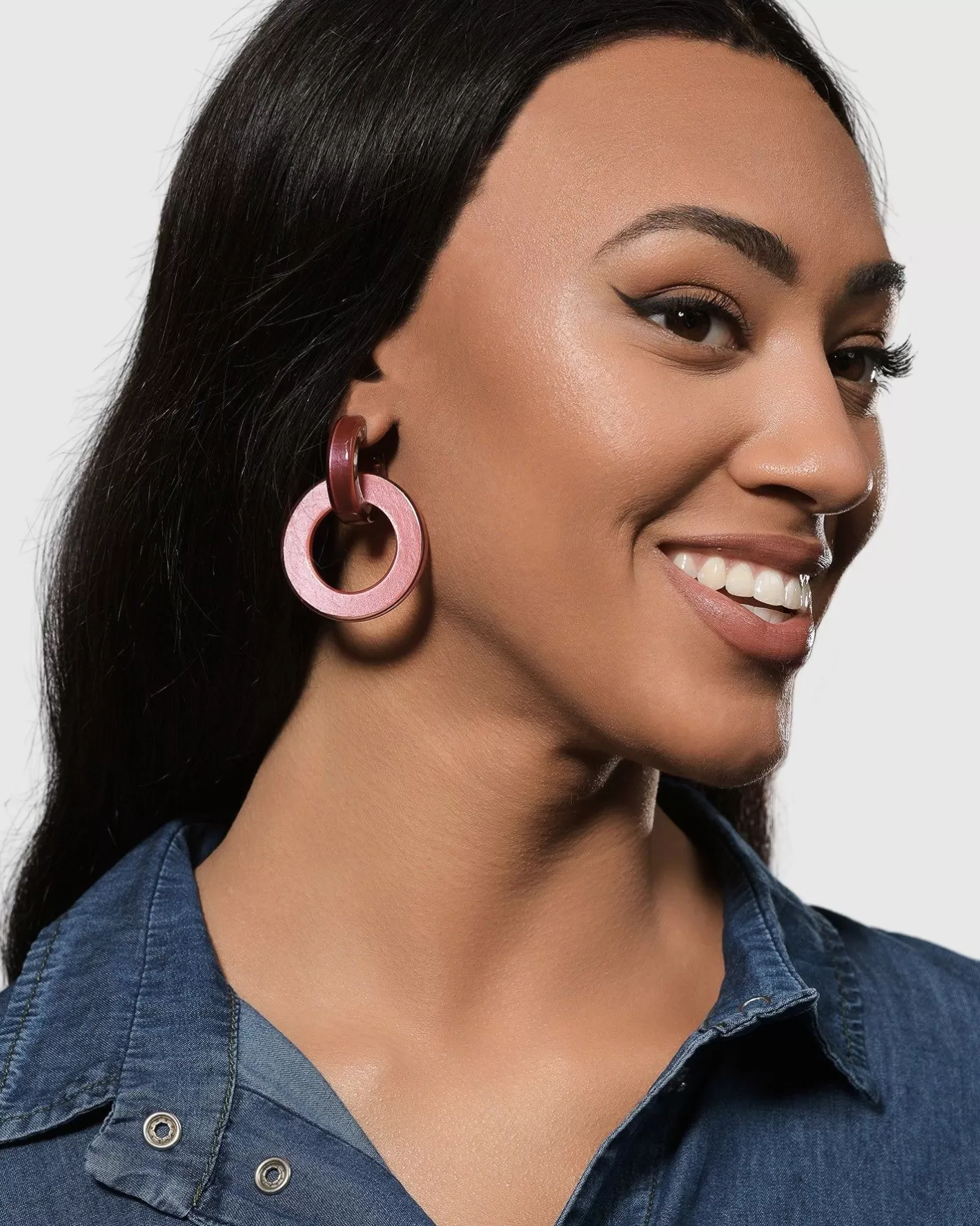 Circle Duet Earrings, Coral-ALEMBIKA Cheap