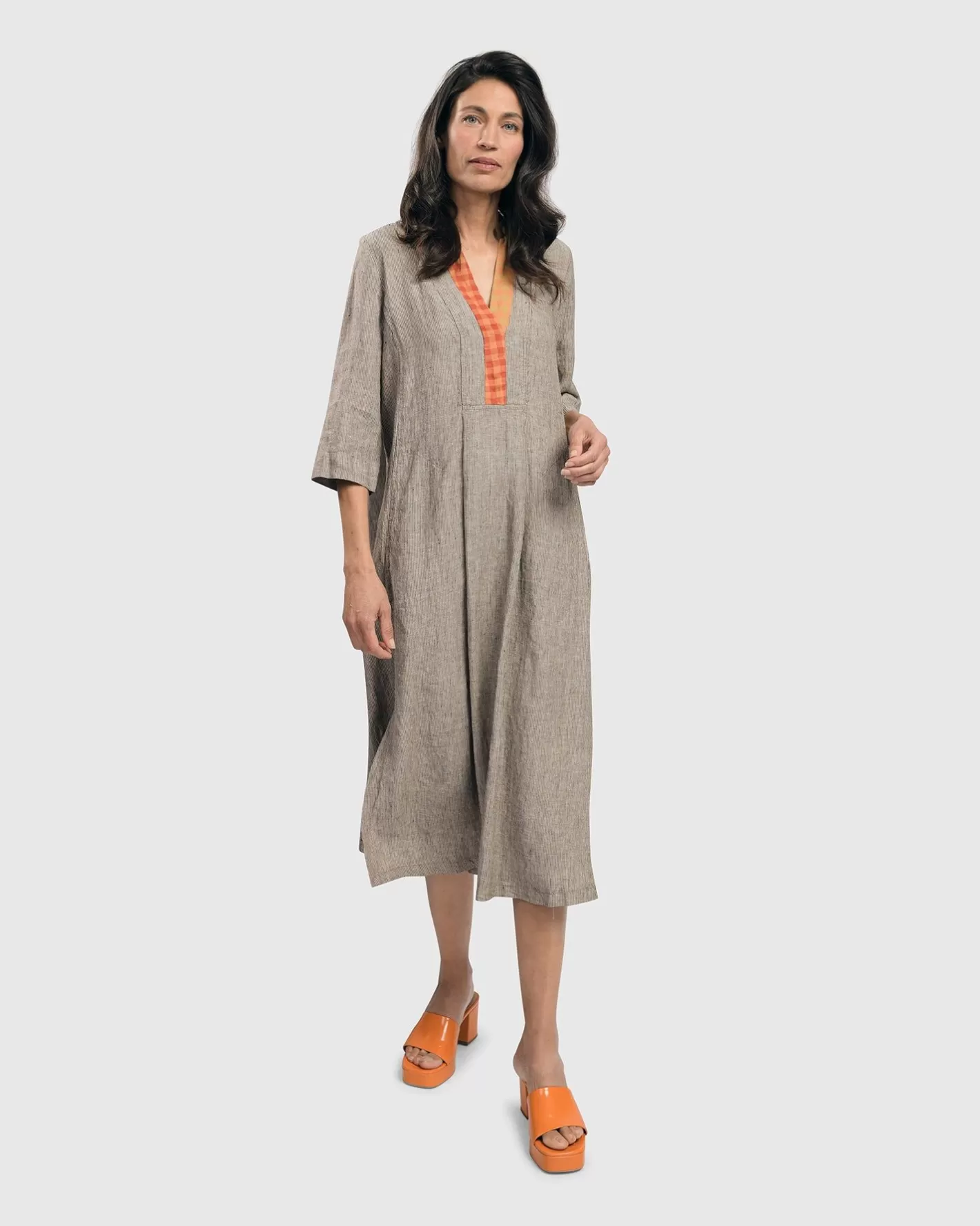 Cool Breeze Linen Maxi Dress, Ecru-ALEMBIKA Sale