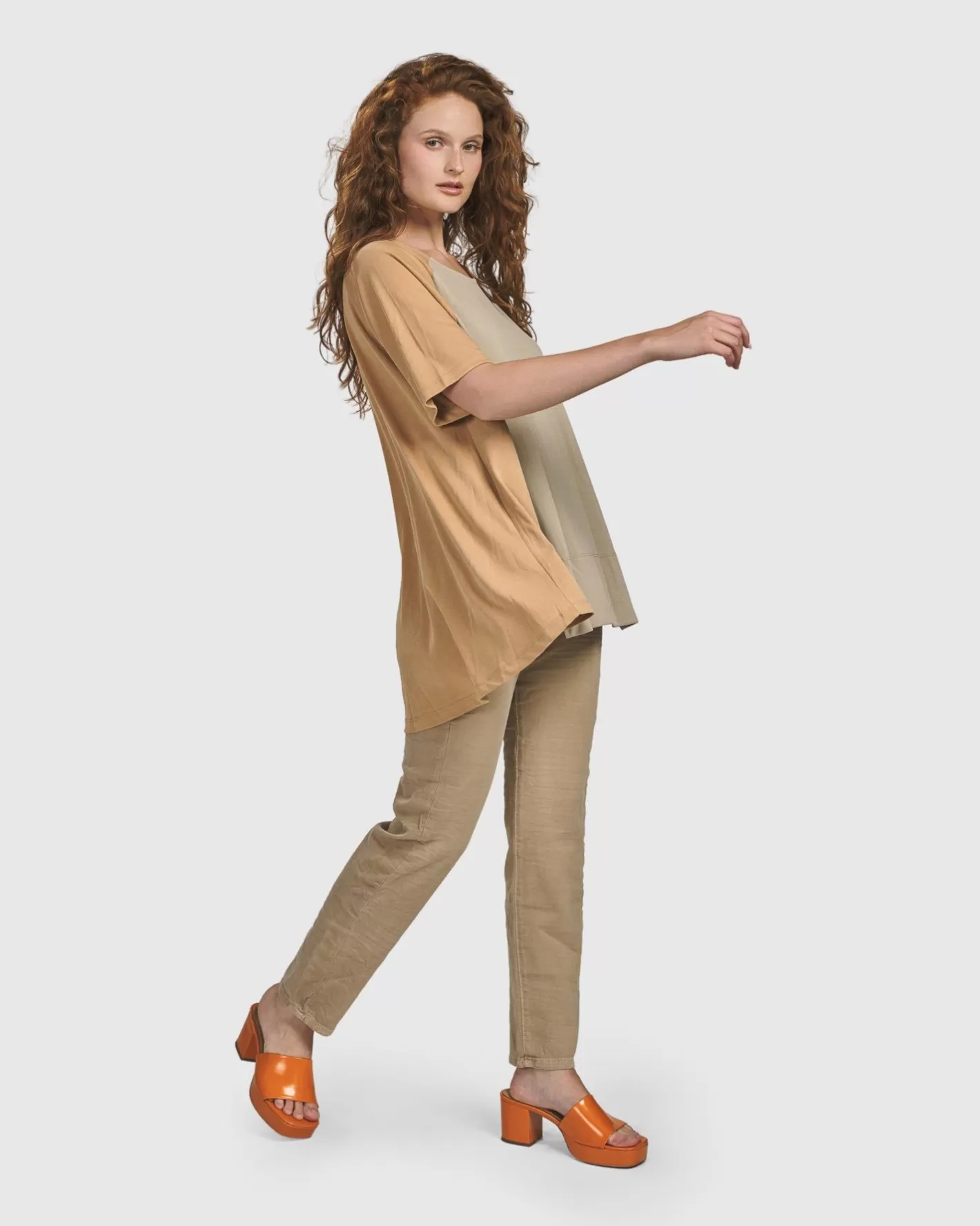 Cotton Iconic Stretch Cotton Jeans, Sand-ALEMBIKA Online