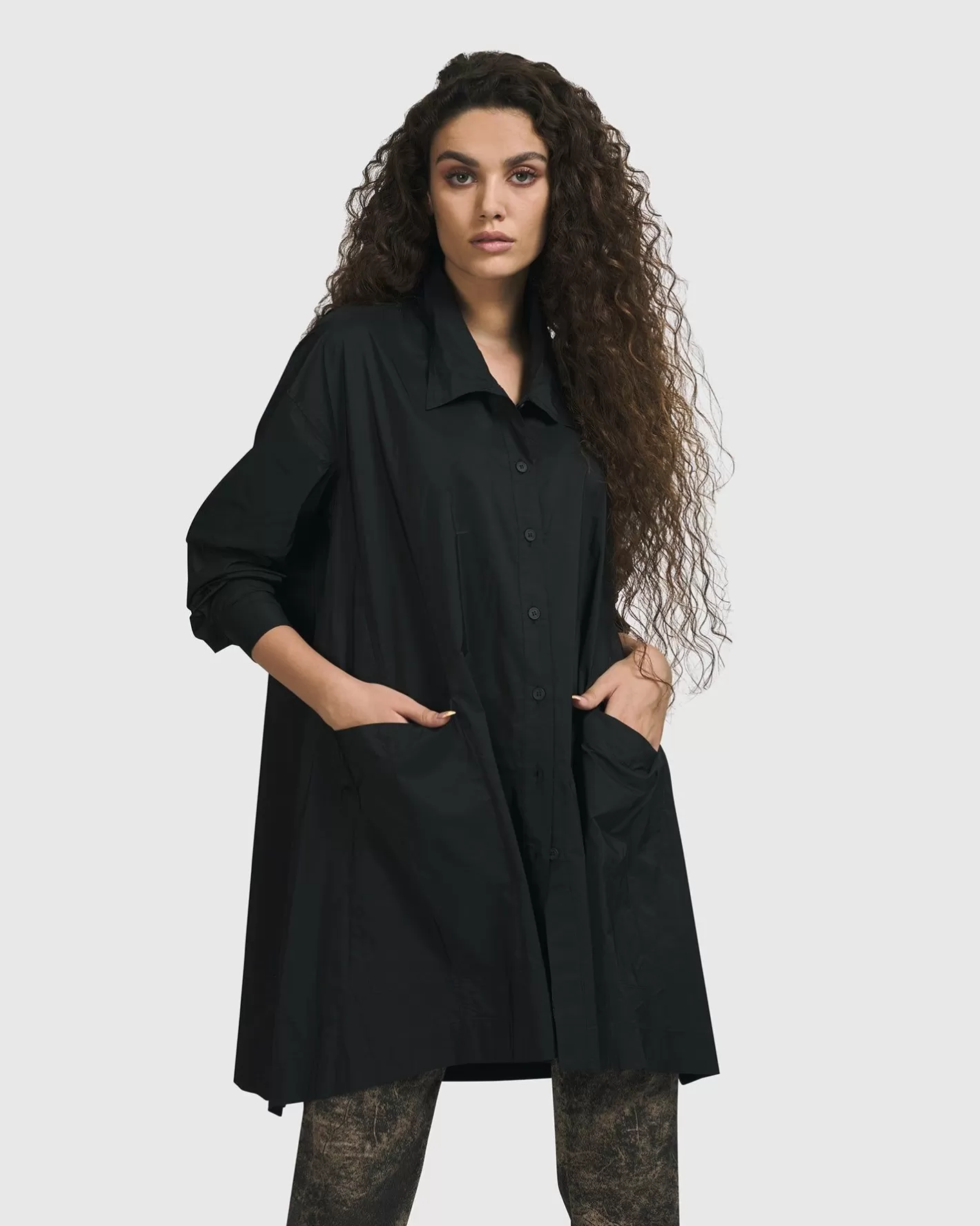 Danica Shirt Jacket, Black-ALEMBIKA Clearance