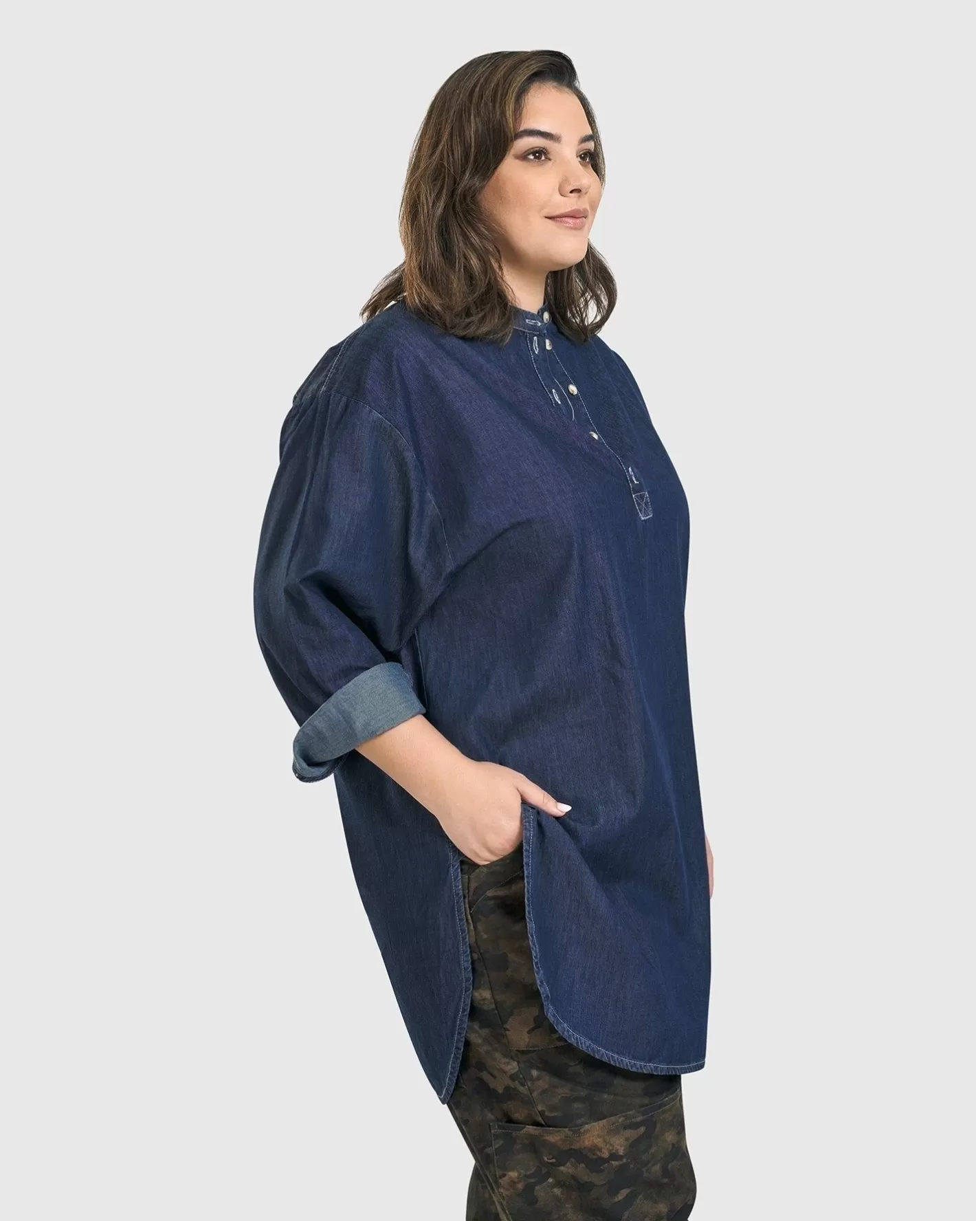 Daniella Tunic Top, Denim-ALEMBIKA Clearance