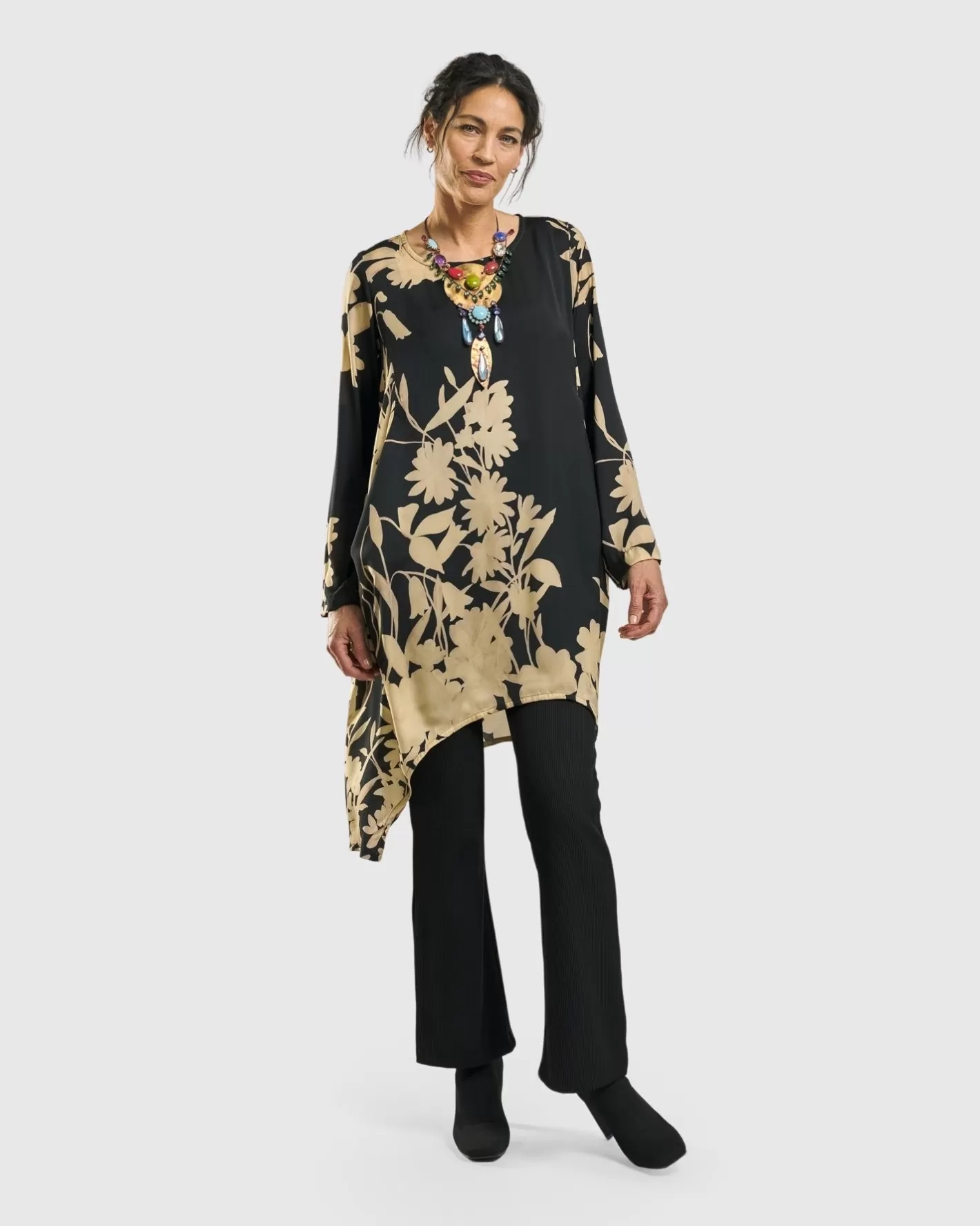 Daylily Tunic Top, Floral-ALEMBIKA Outlet