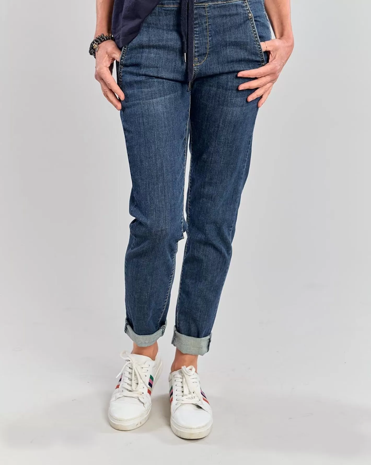 Denim Iconic Stretch Jeans, Blue-ALEMBIKA Shop