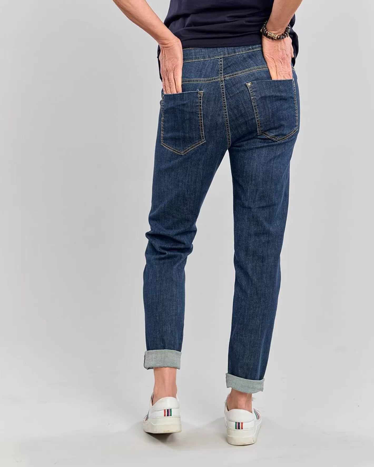 Denim Iconic Stretch Jeans, Blue-ALEMBIKA Shop