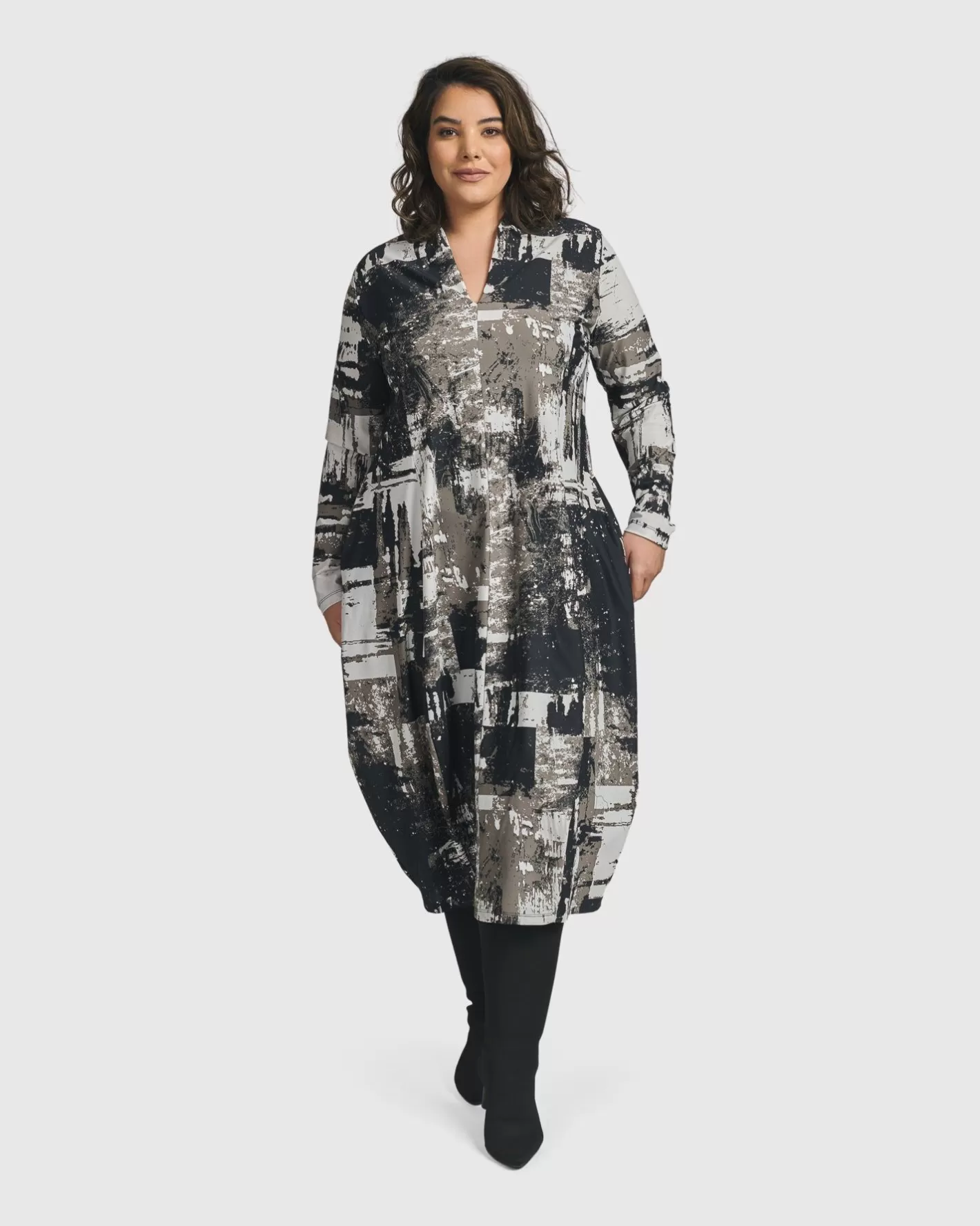 Digi Cocoon Dress, Marble-ALEMBIKA Flash Sale