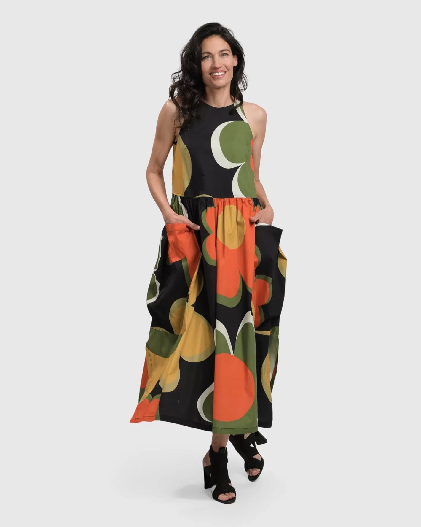 Dina Sleeveless Maxi Dress, Floral-ALEMBIKA Shop