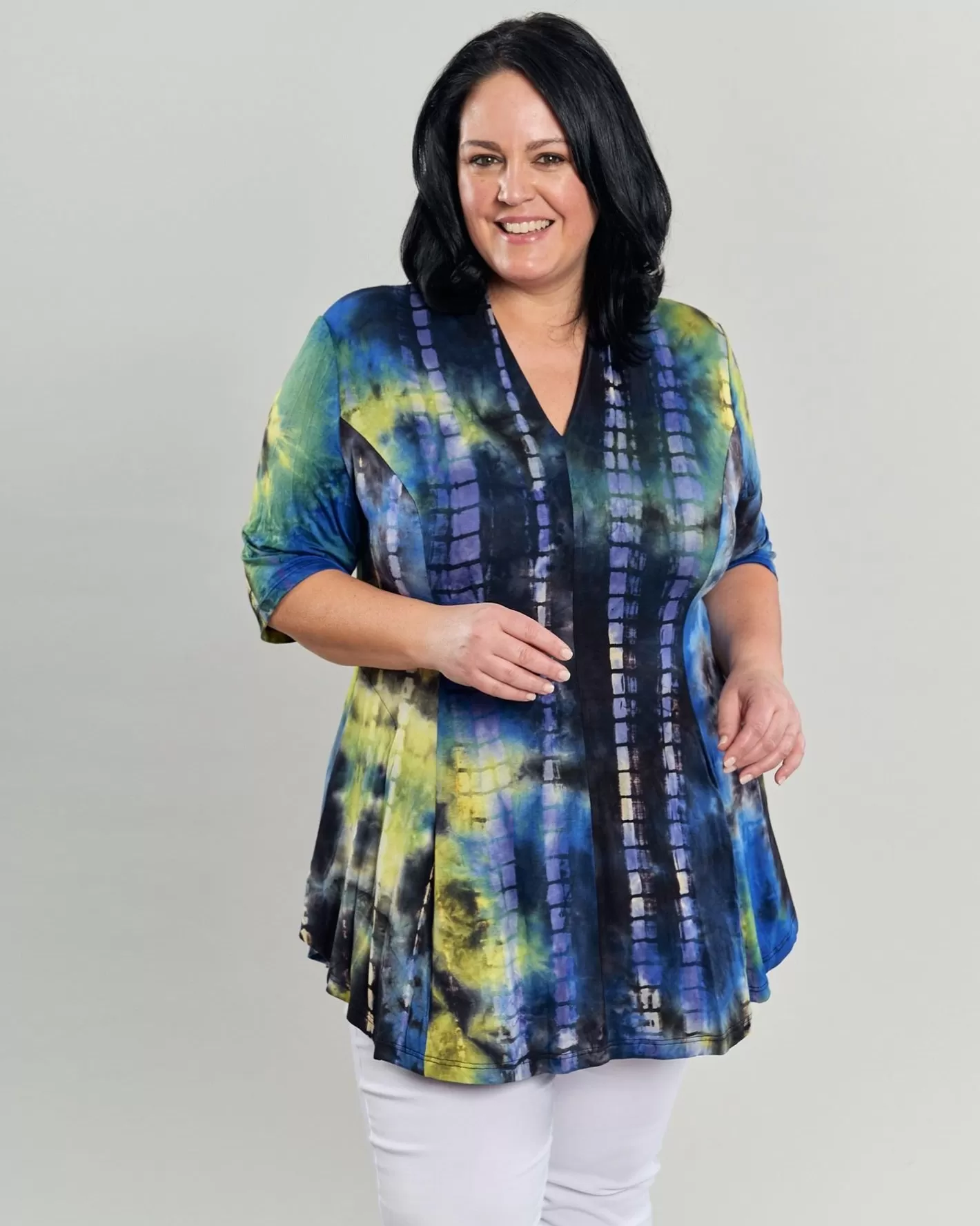 Dreamy V-Neck Top, Tie Dye-ALEMBIKA Shop