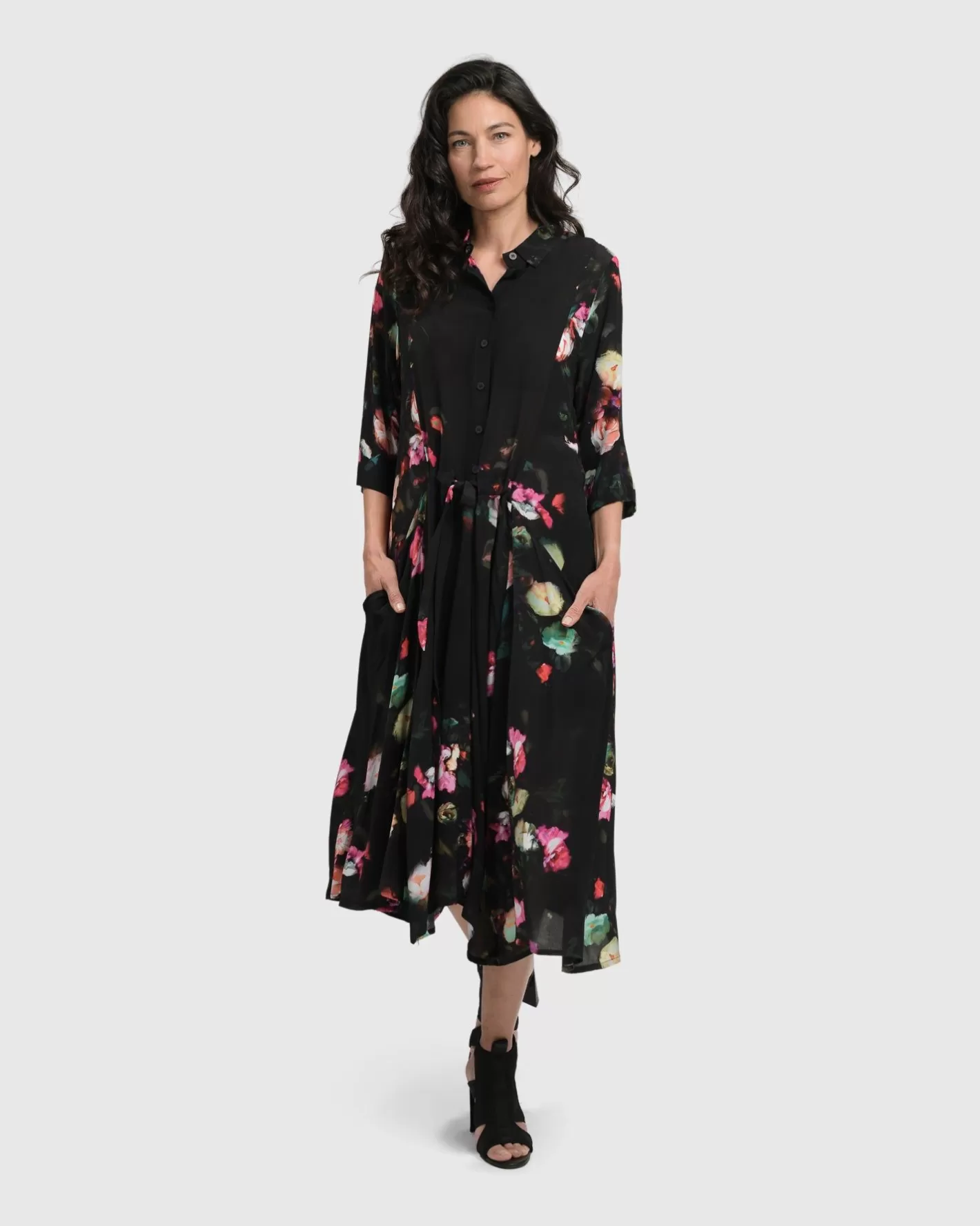 Drinks-On-Me Maxi Shirt Dress, Floral-ALEMBIKA Shop