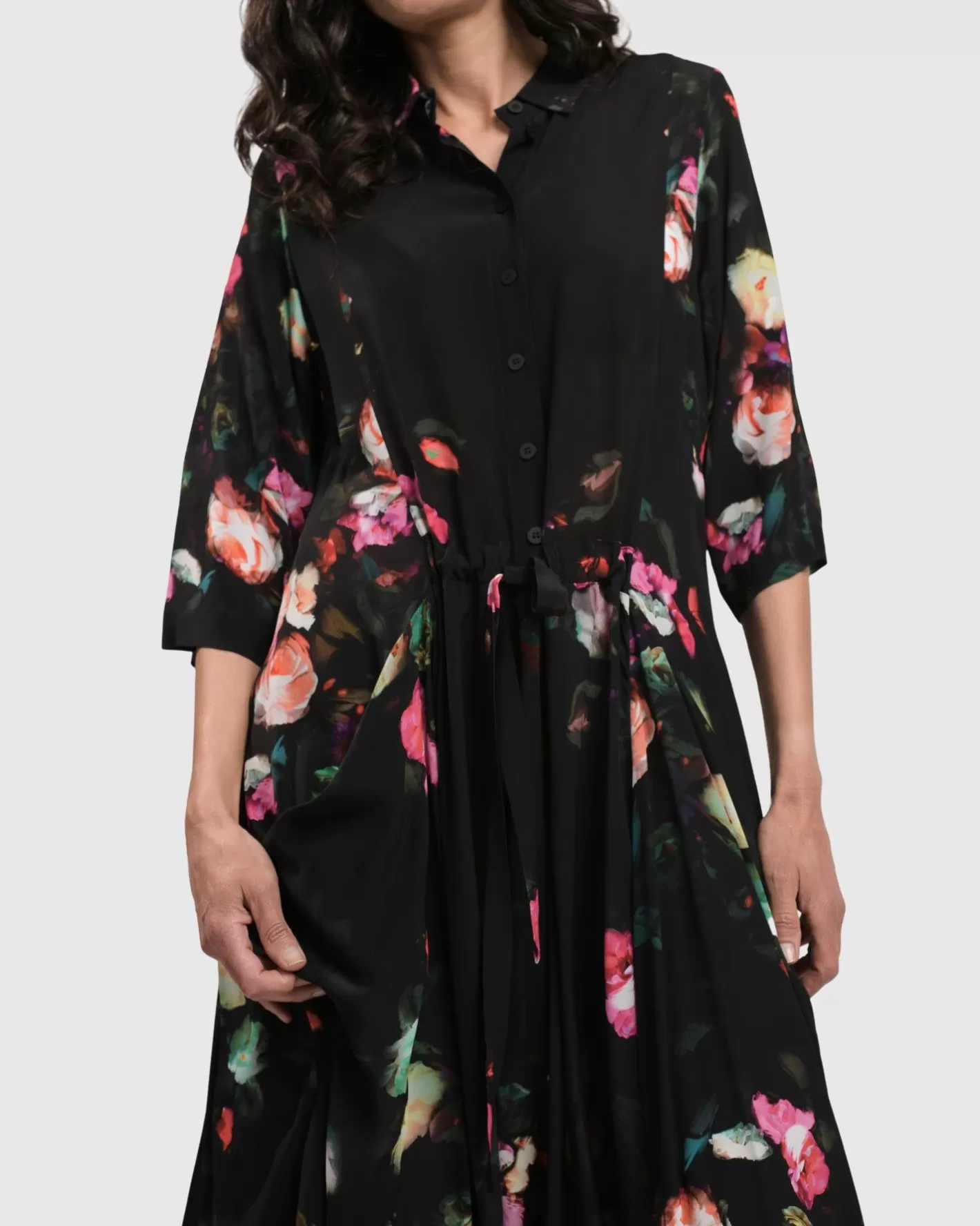 Drinks-On-Me Maxi Shirt Dress, Floral-ALEMBIKA Shop