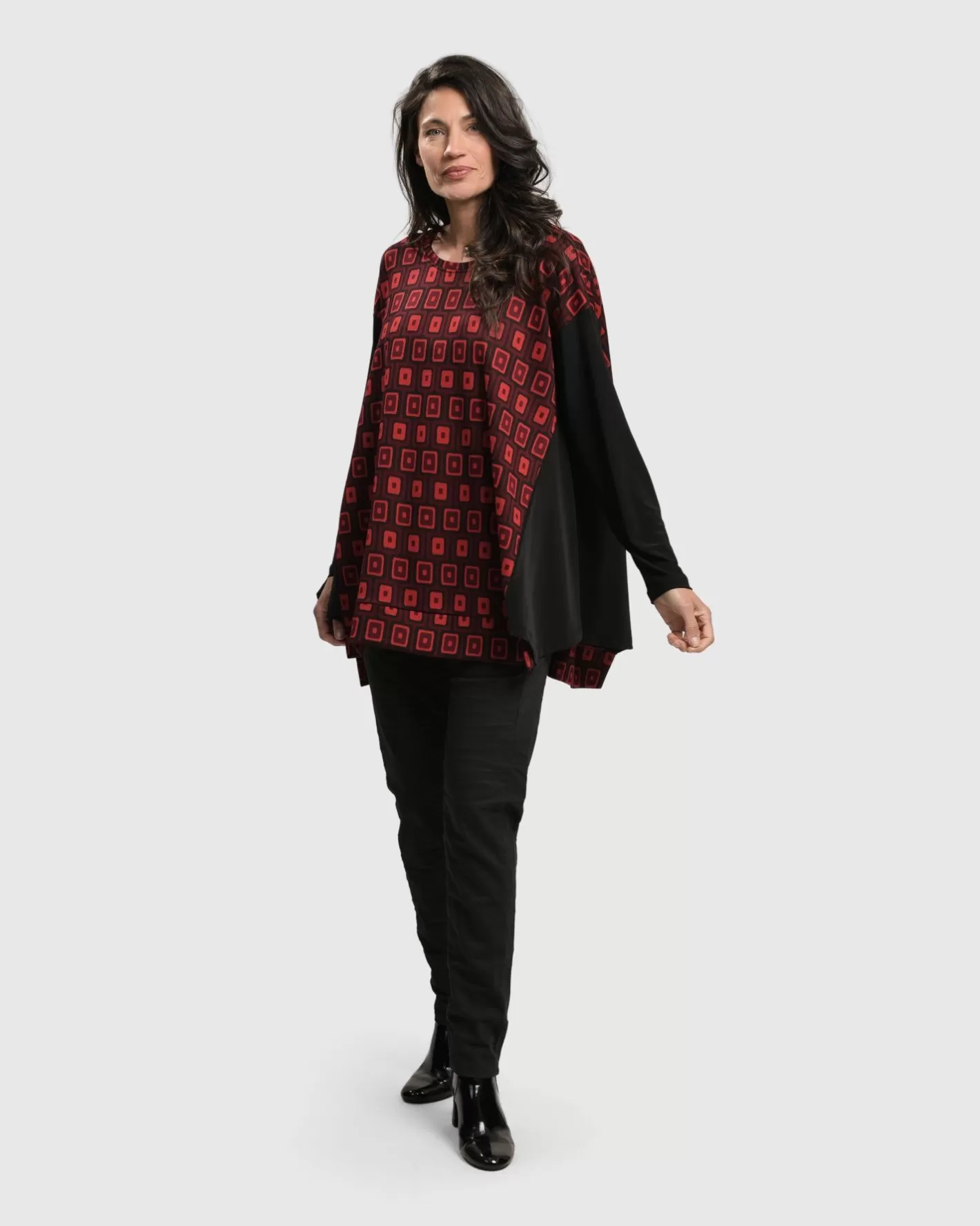 Dynamite Days Swing Tunic Top, Red-ALEMBIKA Hot