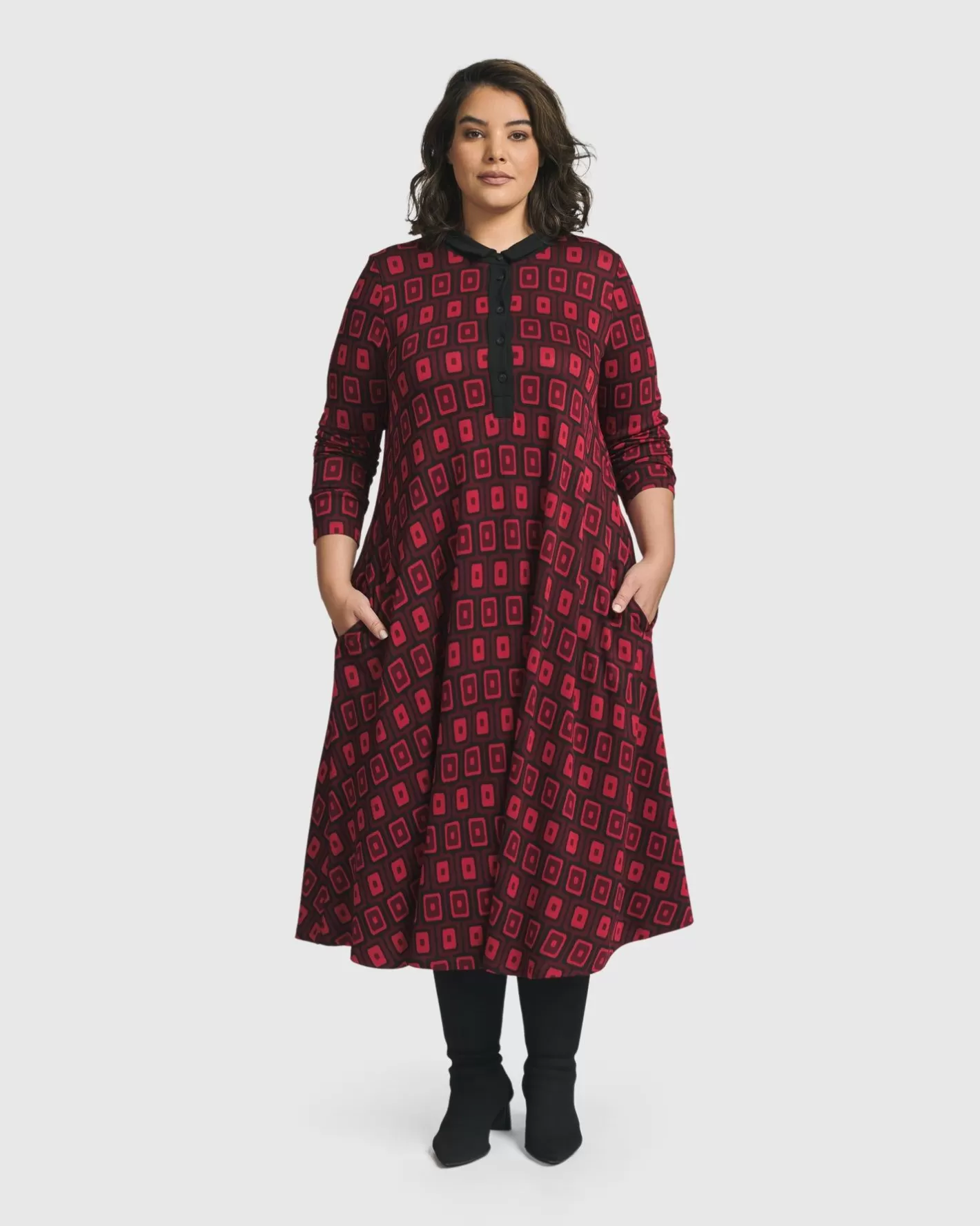 Dynamite Shirt Dress, Red-ALEMBIKA Online