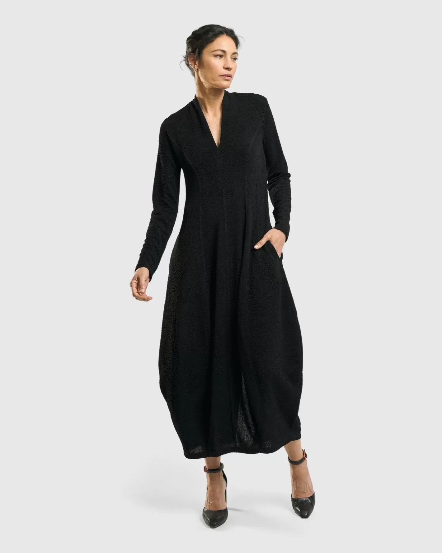 Elvira Cocoon Dress, Black-ALEMBIKA Cheap