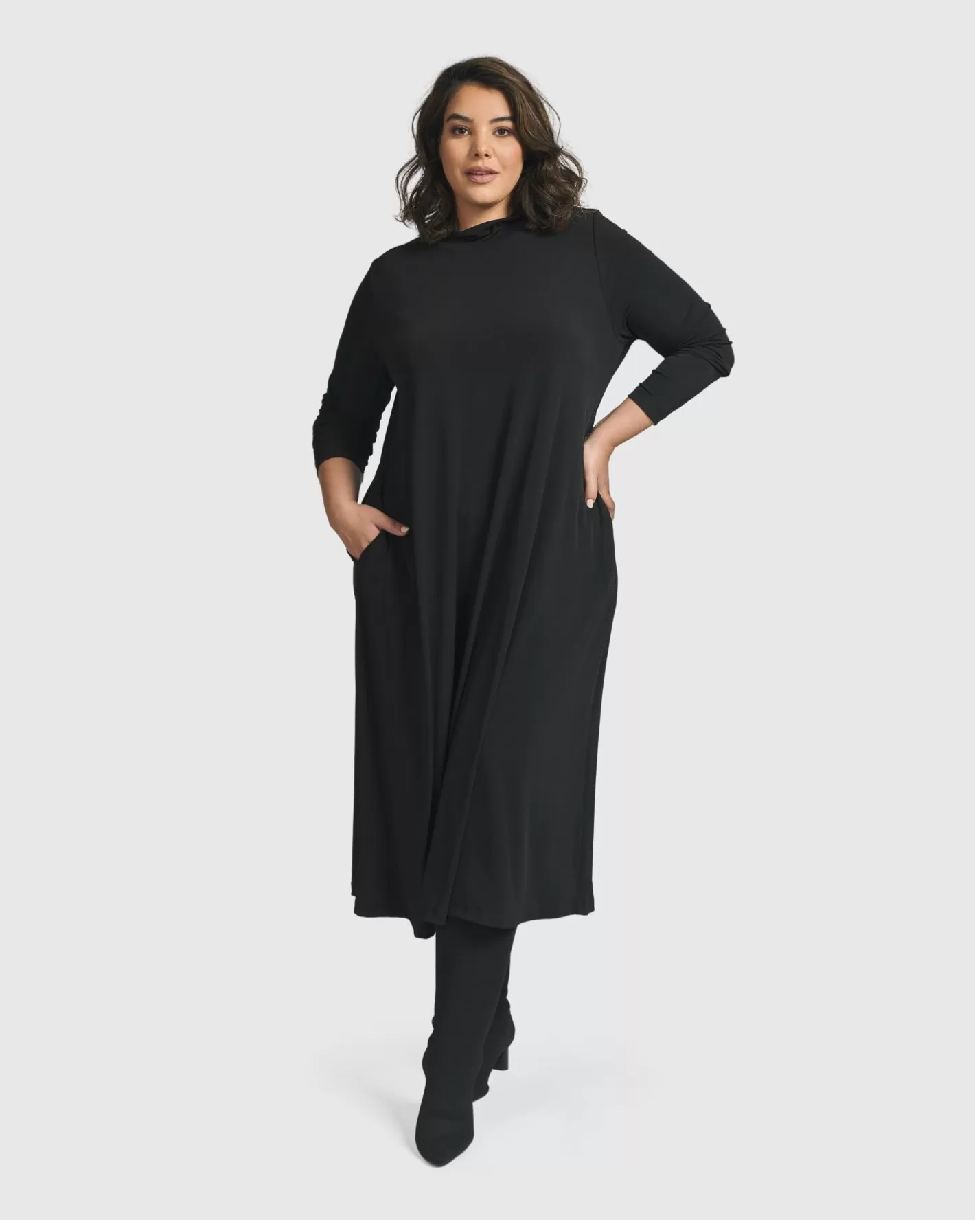 Essential A Line Dress, Black-ALEMBIKA Cheap