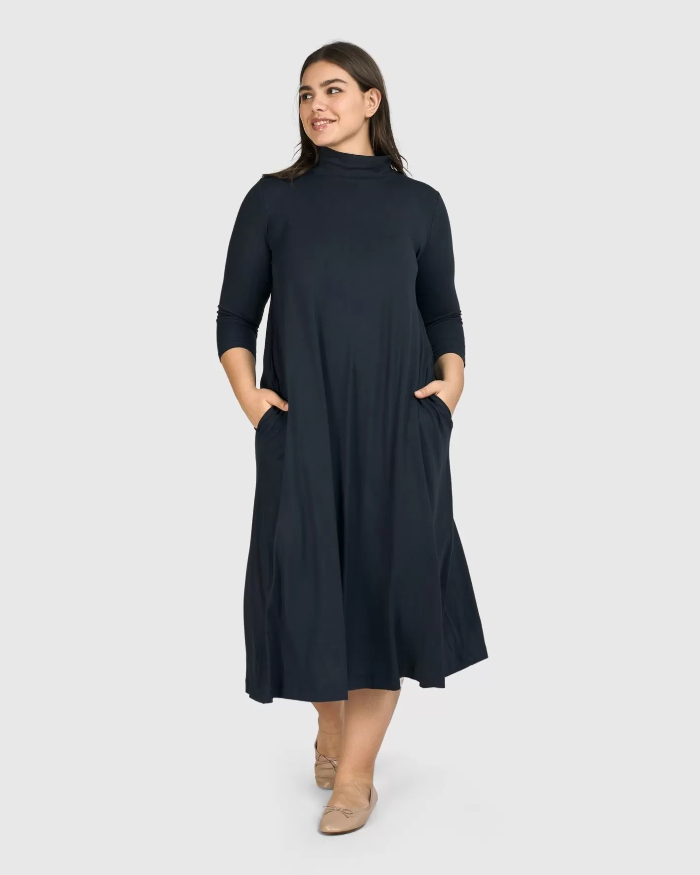 Essential A-Line Dress, Ocean-ALEMBIKA Outlet