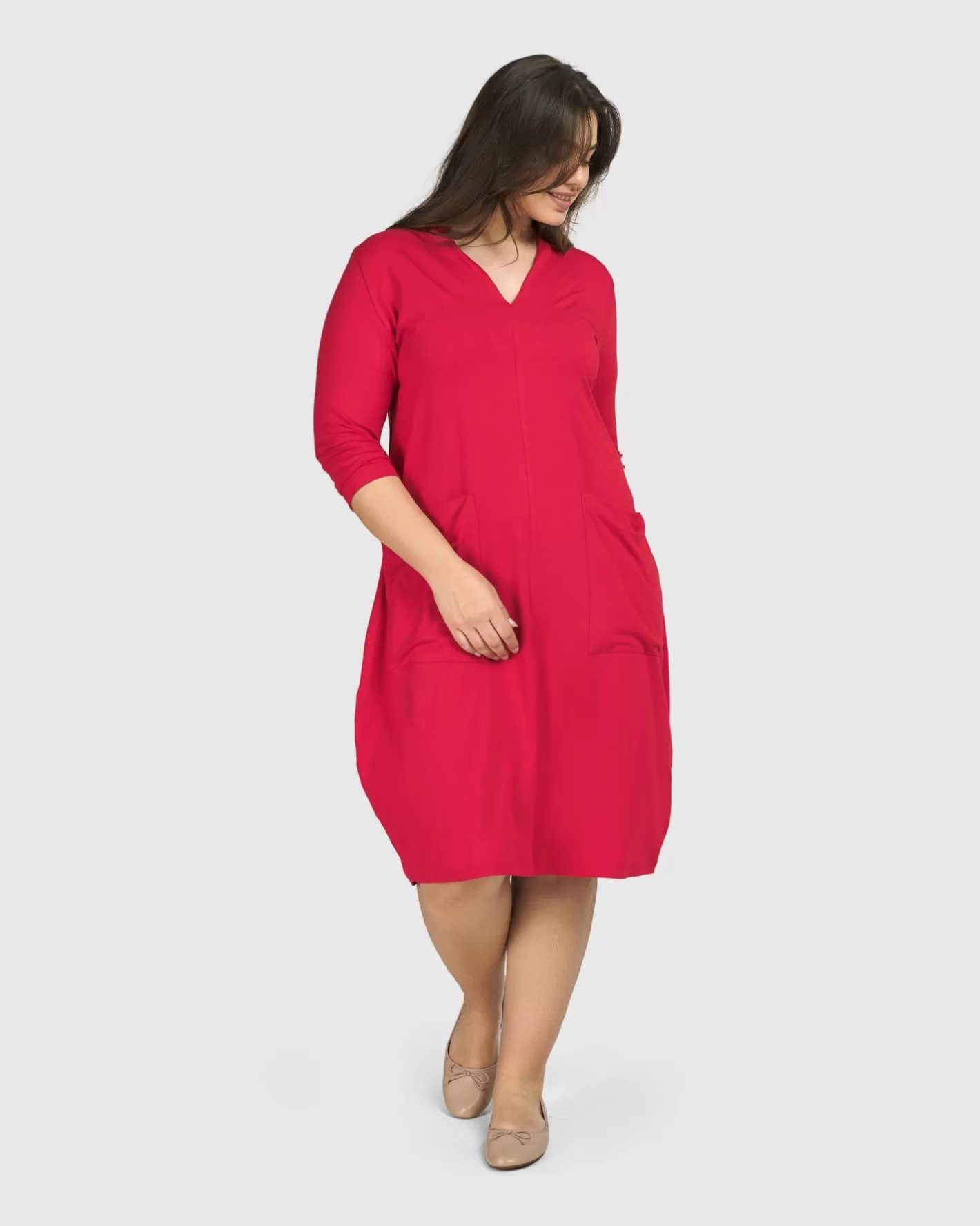 Essential Cargo Dress, Red Rose-ALEMBIKA Outlet