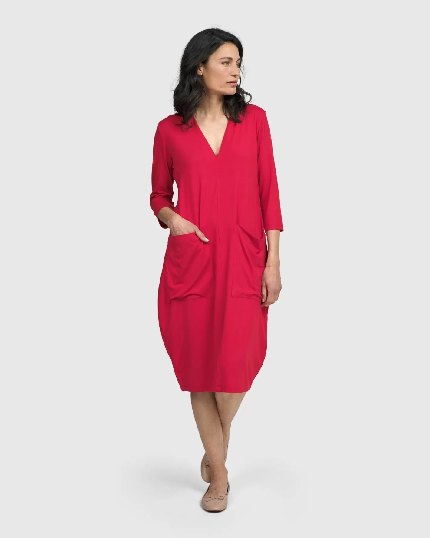 Essential Cargo Dress, Red Rose-ALEMBIKA Online