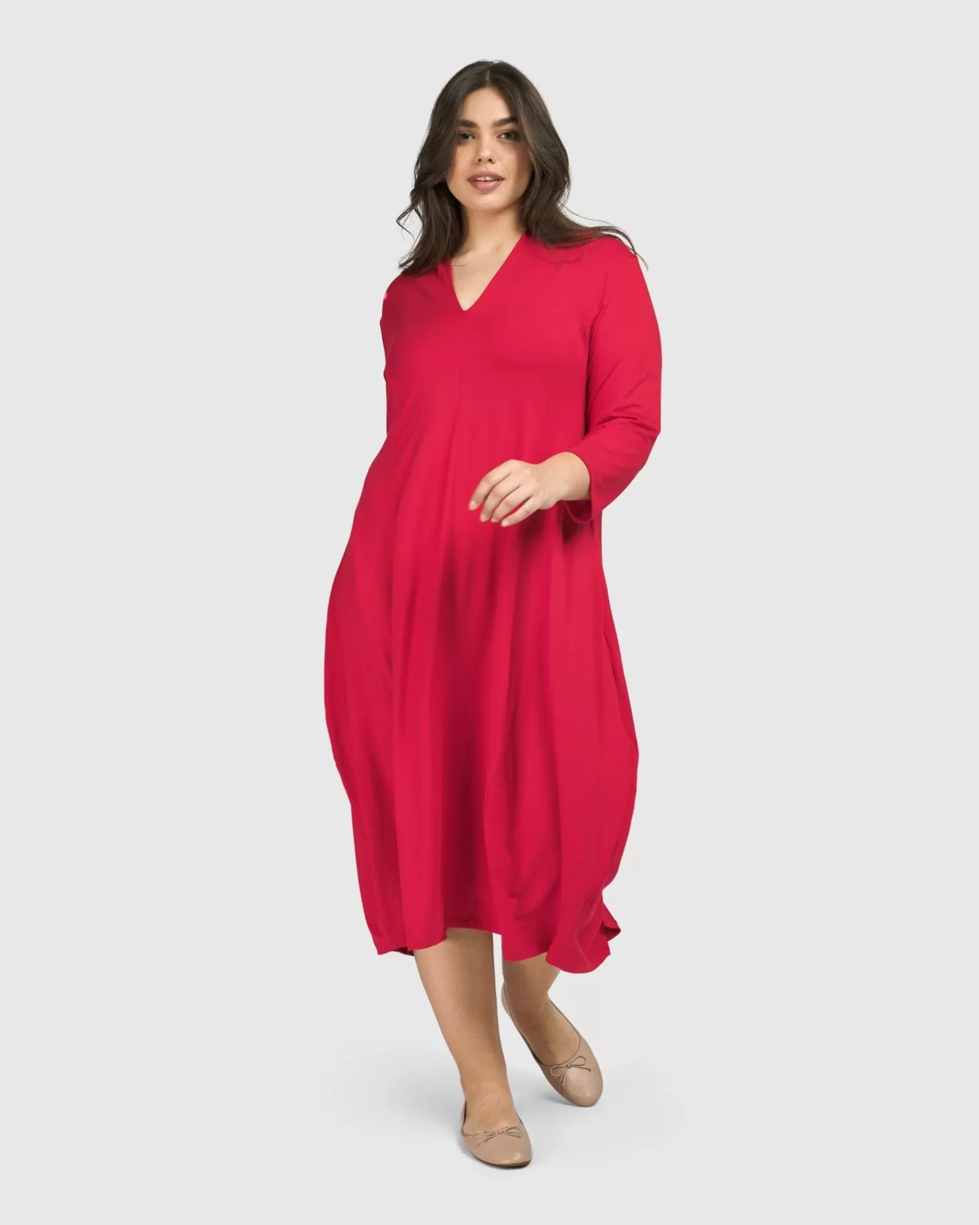 Essential Cocoon Dress, Red Rose-ALEMBIKA Best Sale