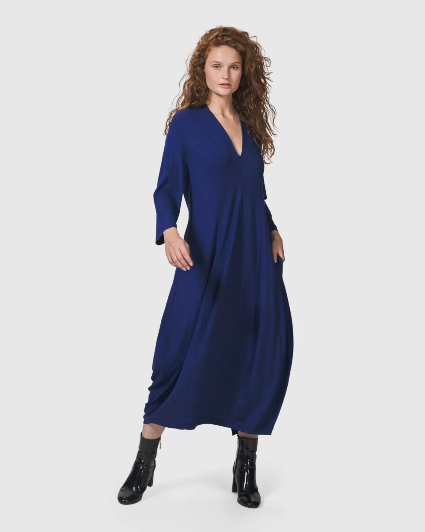 Essential Cocoon Dress, Royal Blue-ALEMBIKA Cheap