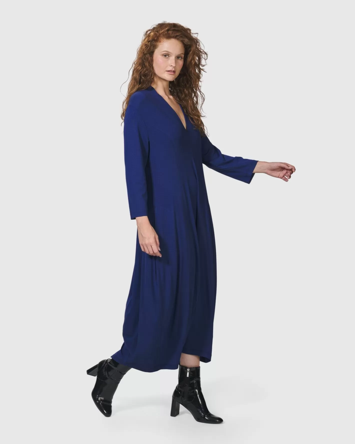 Essential Cocoon Dress, Royal Blue-ALEMBIKA Cheap