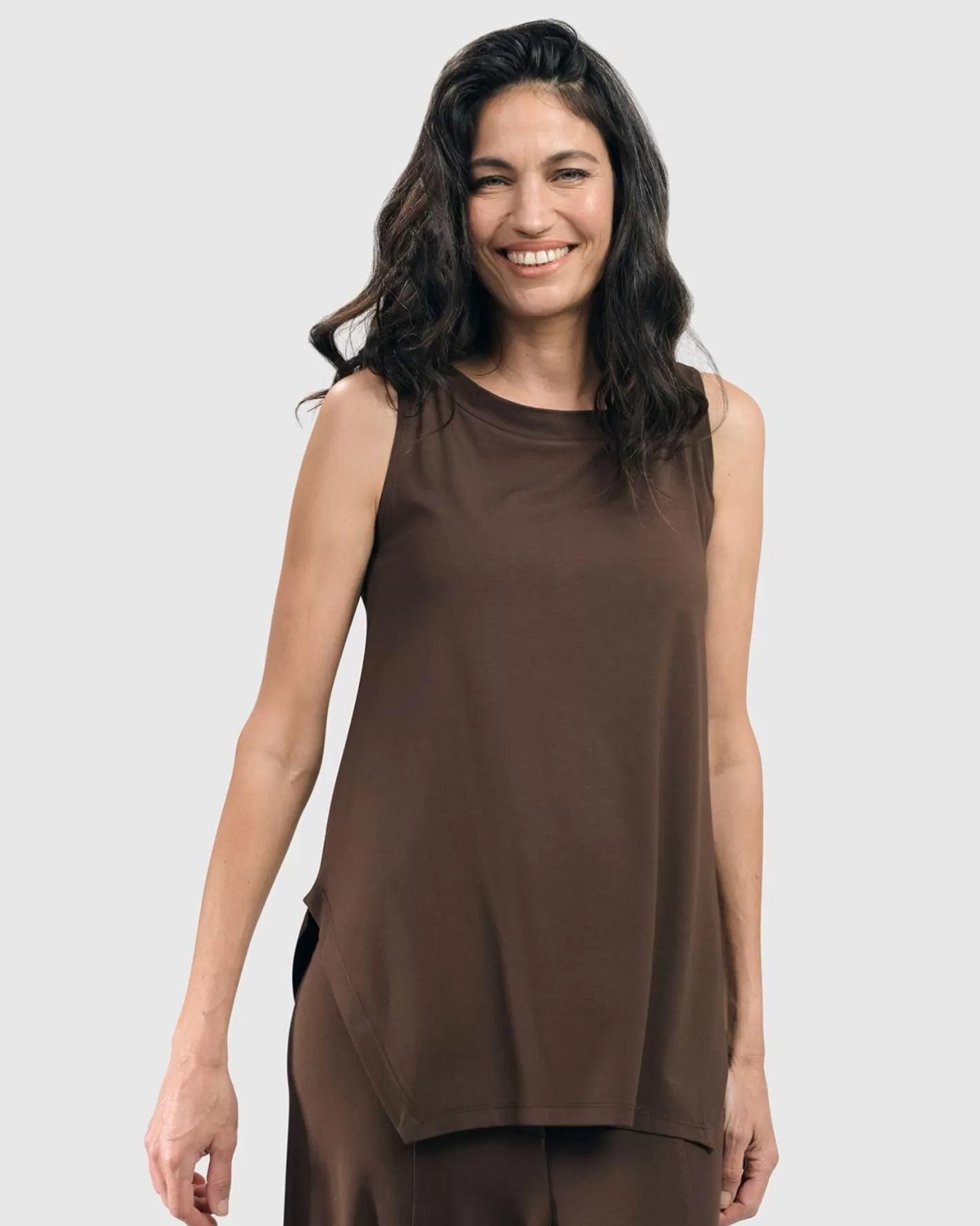 Essential Cutaway Tank Top, Coffee-ALEMBIKA Cheap