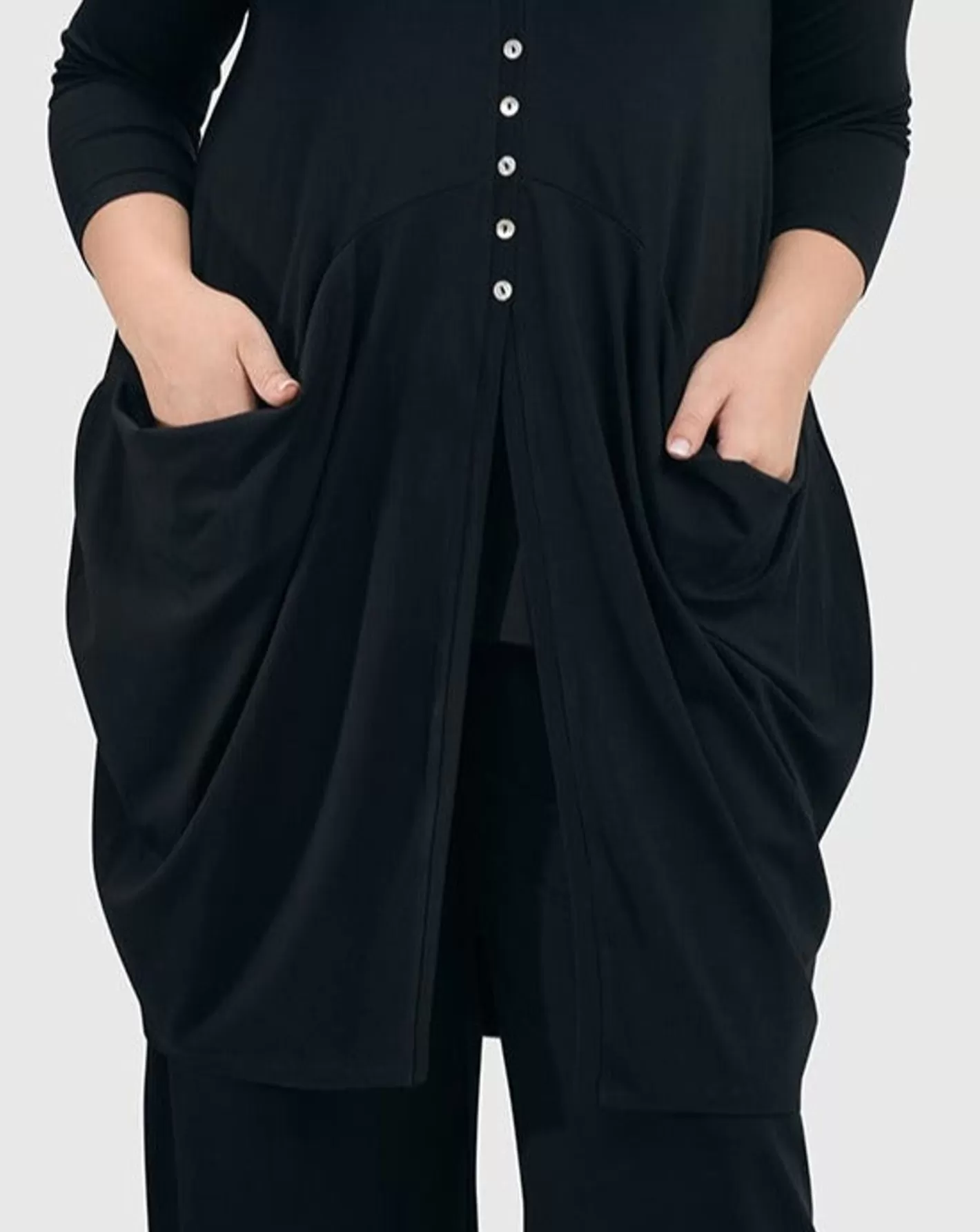 Essential Draped Cocoon Jacket, Black-ALEMBIKA Store