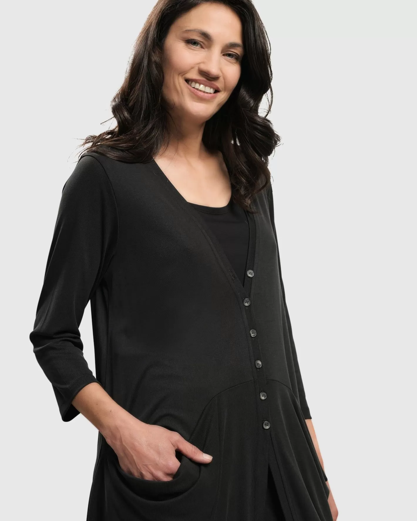 Essential Draped Cocoon Jacket, Charcoal-ALEMBIKA Shop