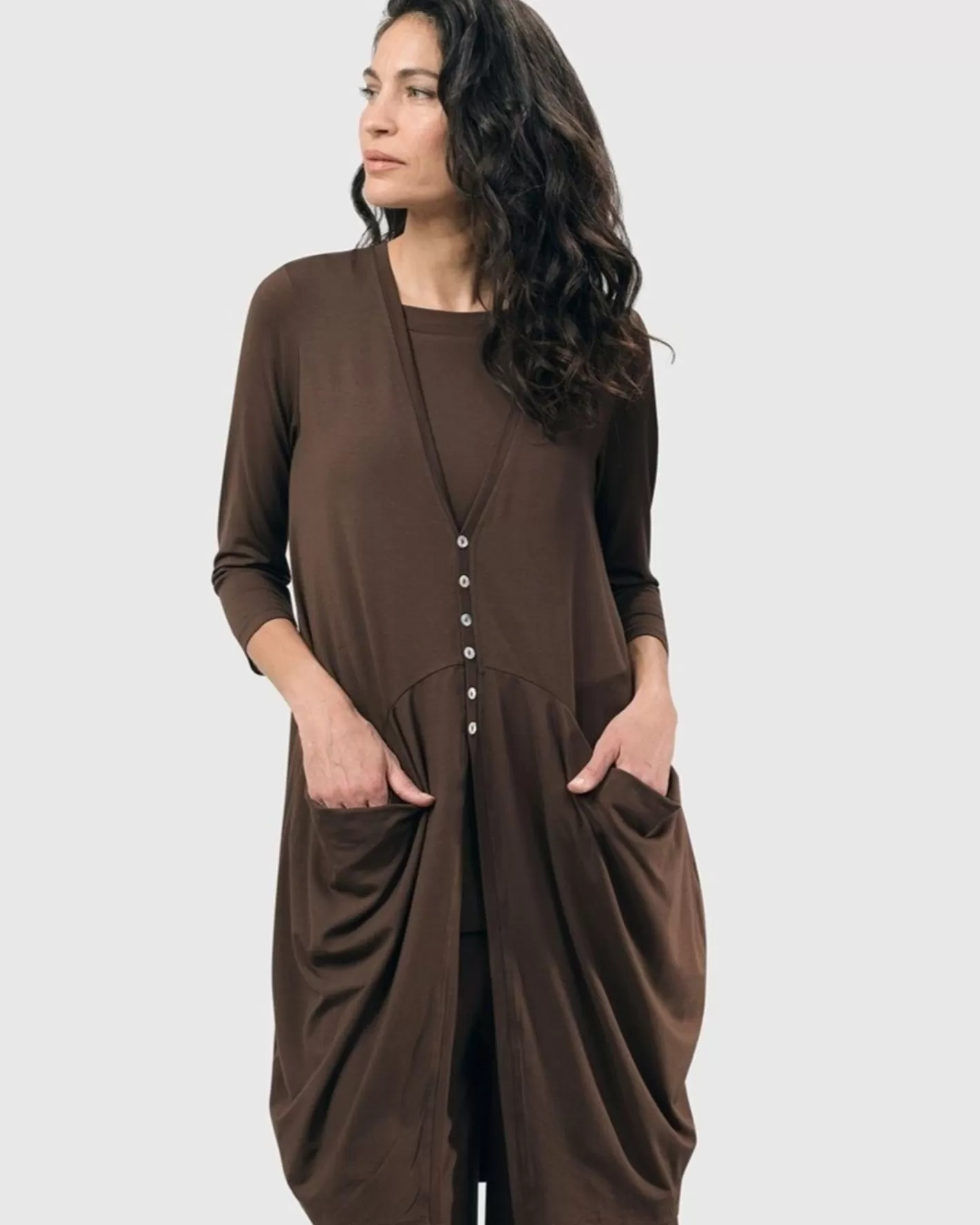 Essential Draped Cocoon Jacket, Coffee-ALEMBIKA Flash Sale