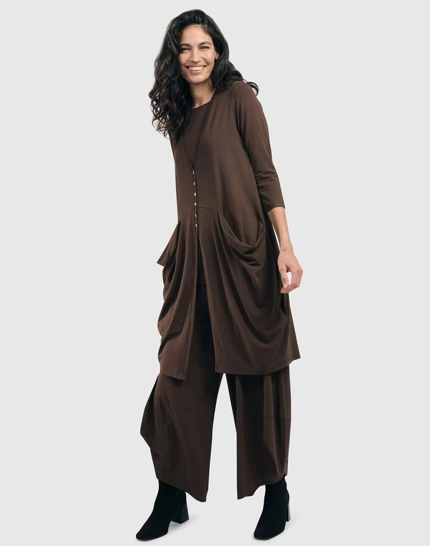 Essential Draped Cocoon Jacket, Coffee-ALEMBIKA Flash Sale