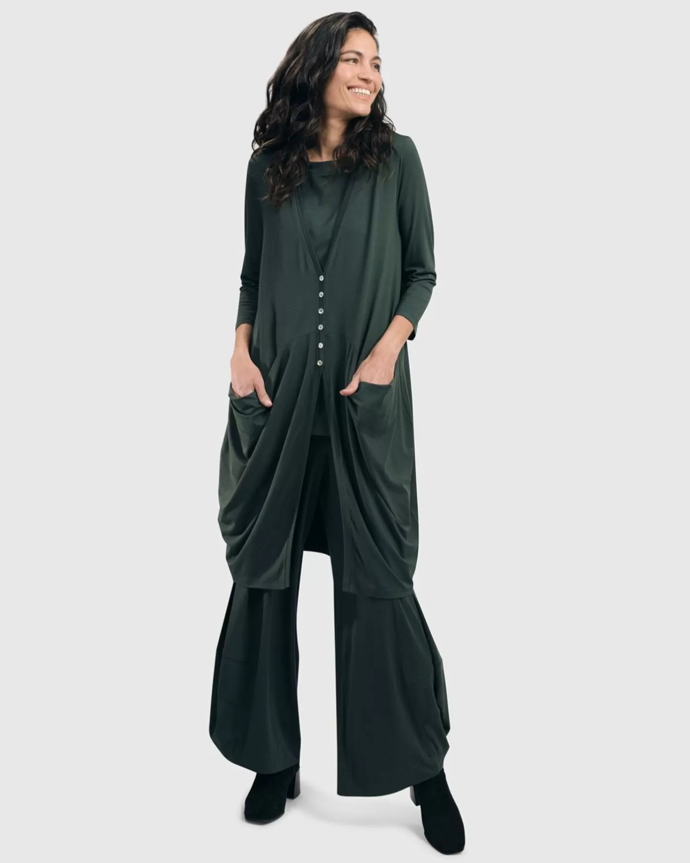 Essential Draped Cocoon Jacket, Green-ALEMBIKA Cheap