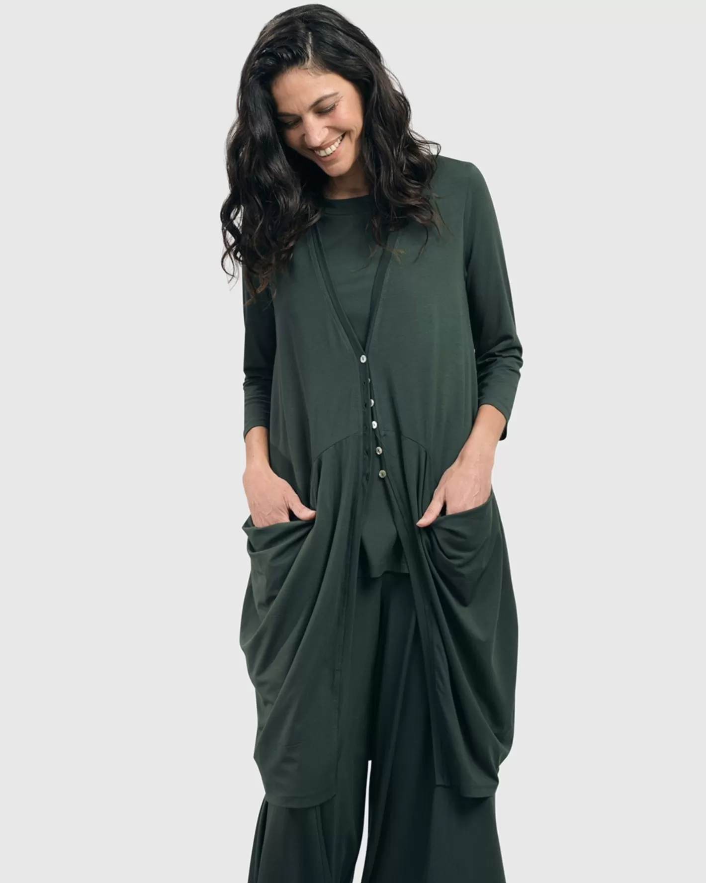 Essential Draped Cocoon Jacket, Green-ALEMBIKA Cheap