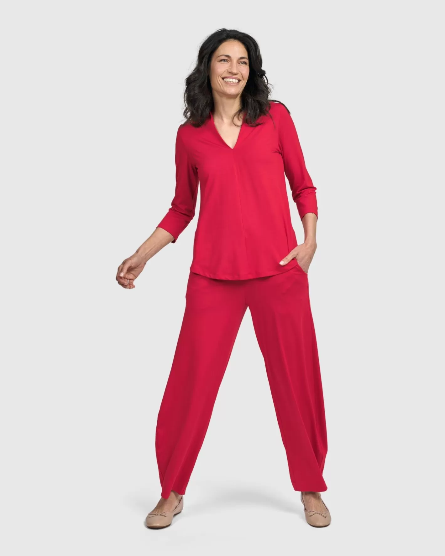 Essential Flow Pants, Red Rose-ALEMBIKA Flash Sale